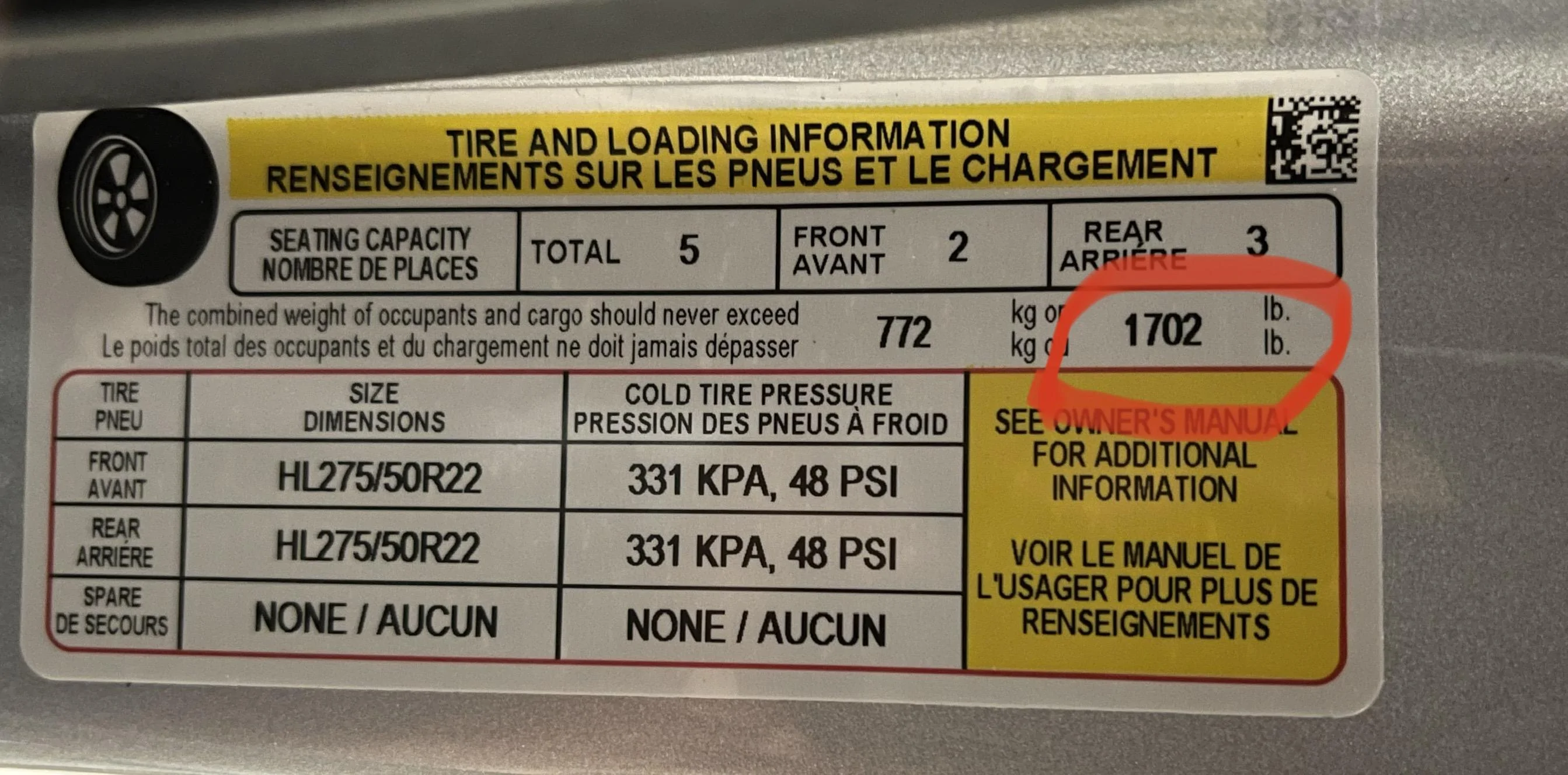 Rivian R1T R1S Compiled payload ratings for R1T (GVWR, GAWR, Payload Stickers) payload