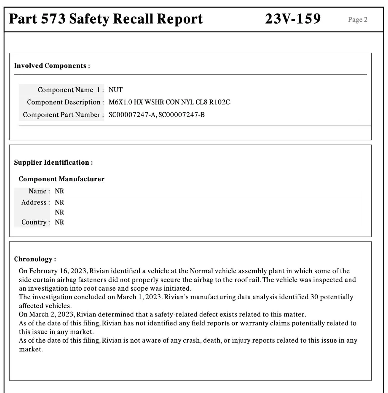 Rivian R1T R1S Rivian Recalling 30 R1S for Loose Side Curtain Airbag Issue Screenshot 2023-03-15 at 9.45.42 AM