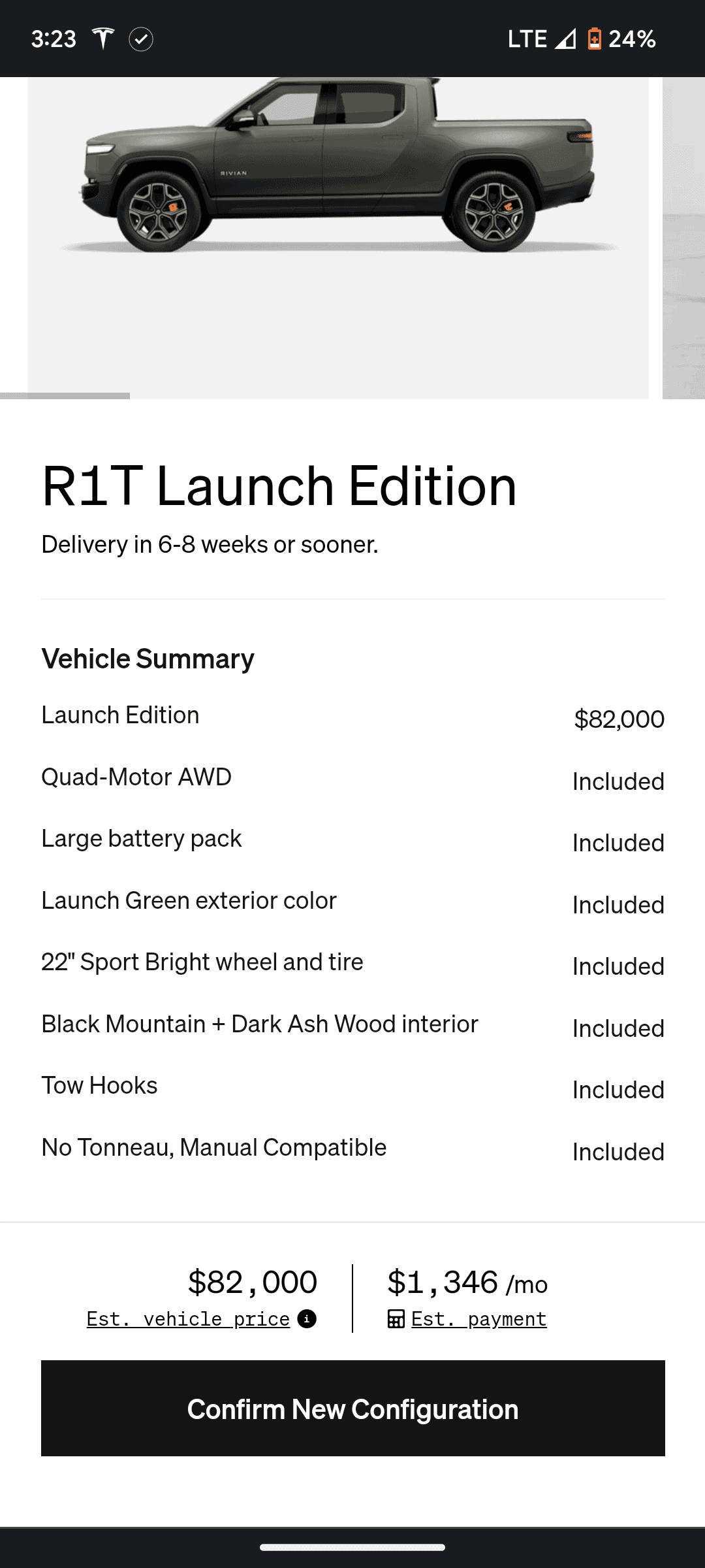 Rivian R1T R1S A lot of R1Ts just appeared in the shop, including some Launch Green. Screenshot_20230316-152322