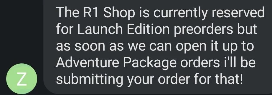 Rivian R1T R1S R1S Shop access live with lots of inventory! Screenshot_20230317_091243_Messages