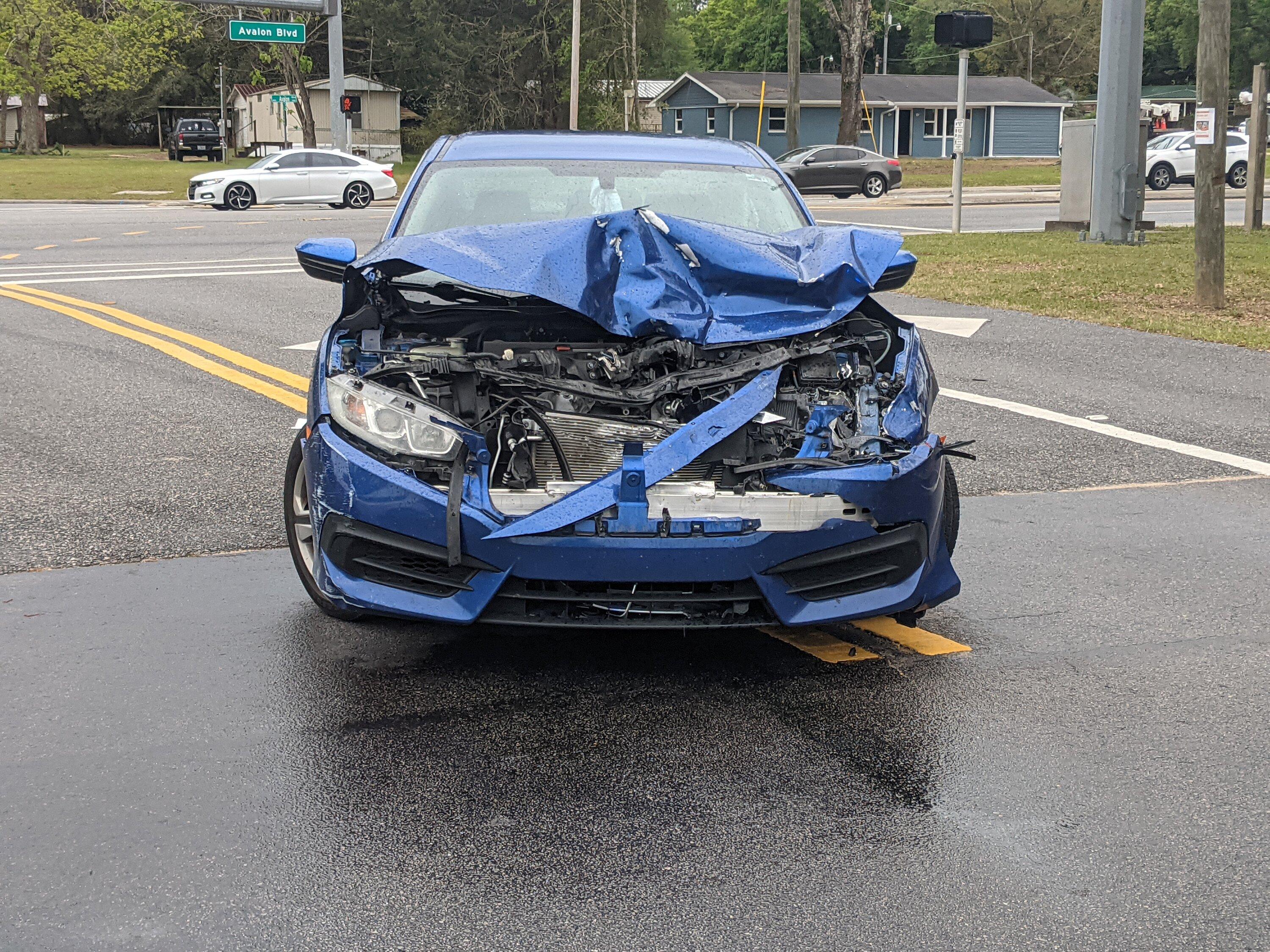 Rivian R1T R1S Damage results from 7K lbs R1T vs Civic in collision PXL_20230318_213904835