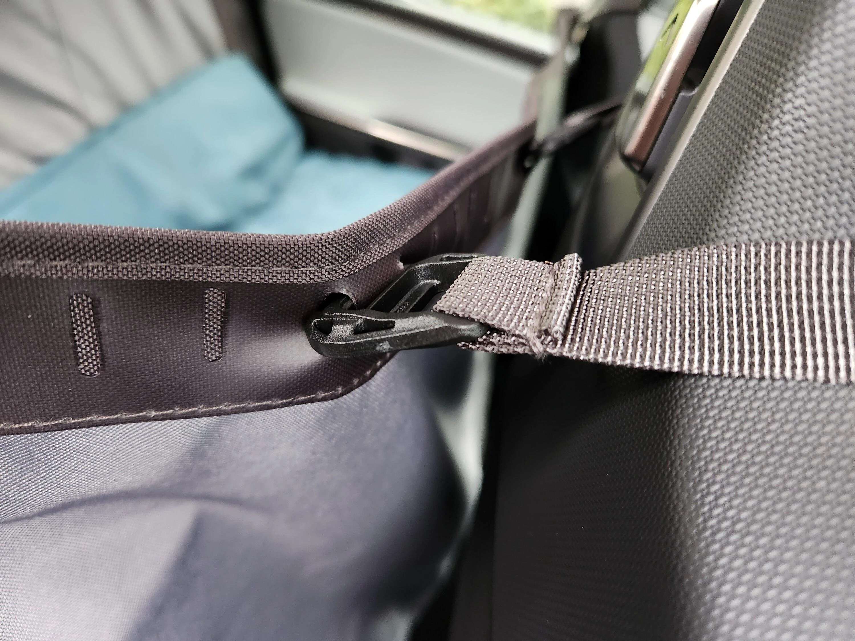 Rivian R1T R1S Orvis Tough Trail Hammock Seat Protector installed 20230320_182810