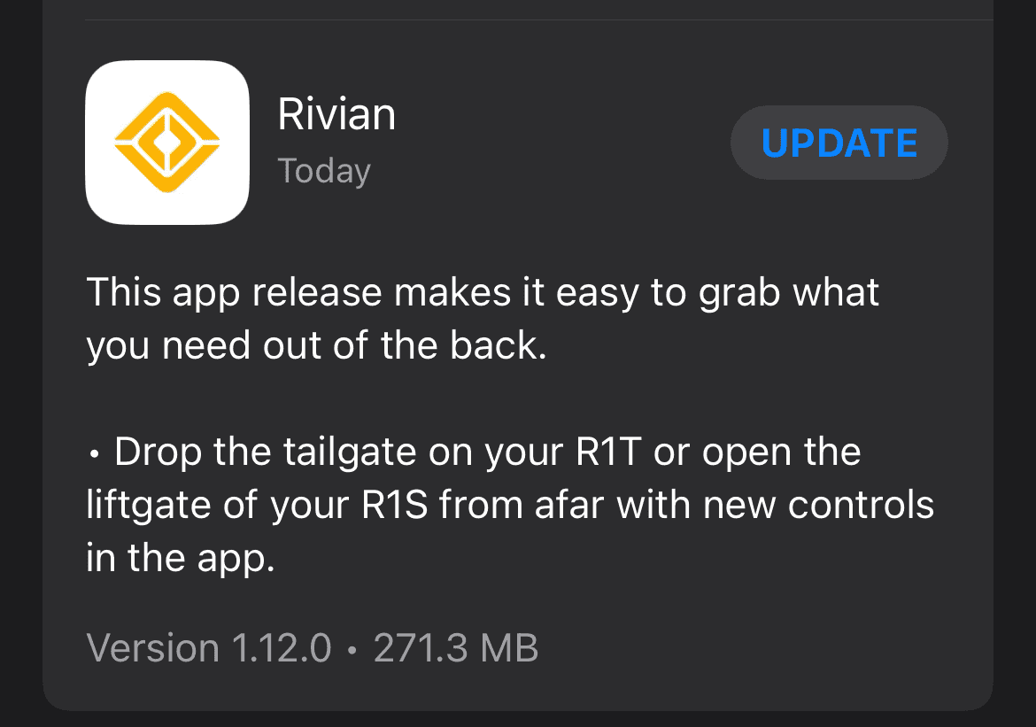 Rivian R1T R1S App 1.12.0 available 1679449108438