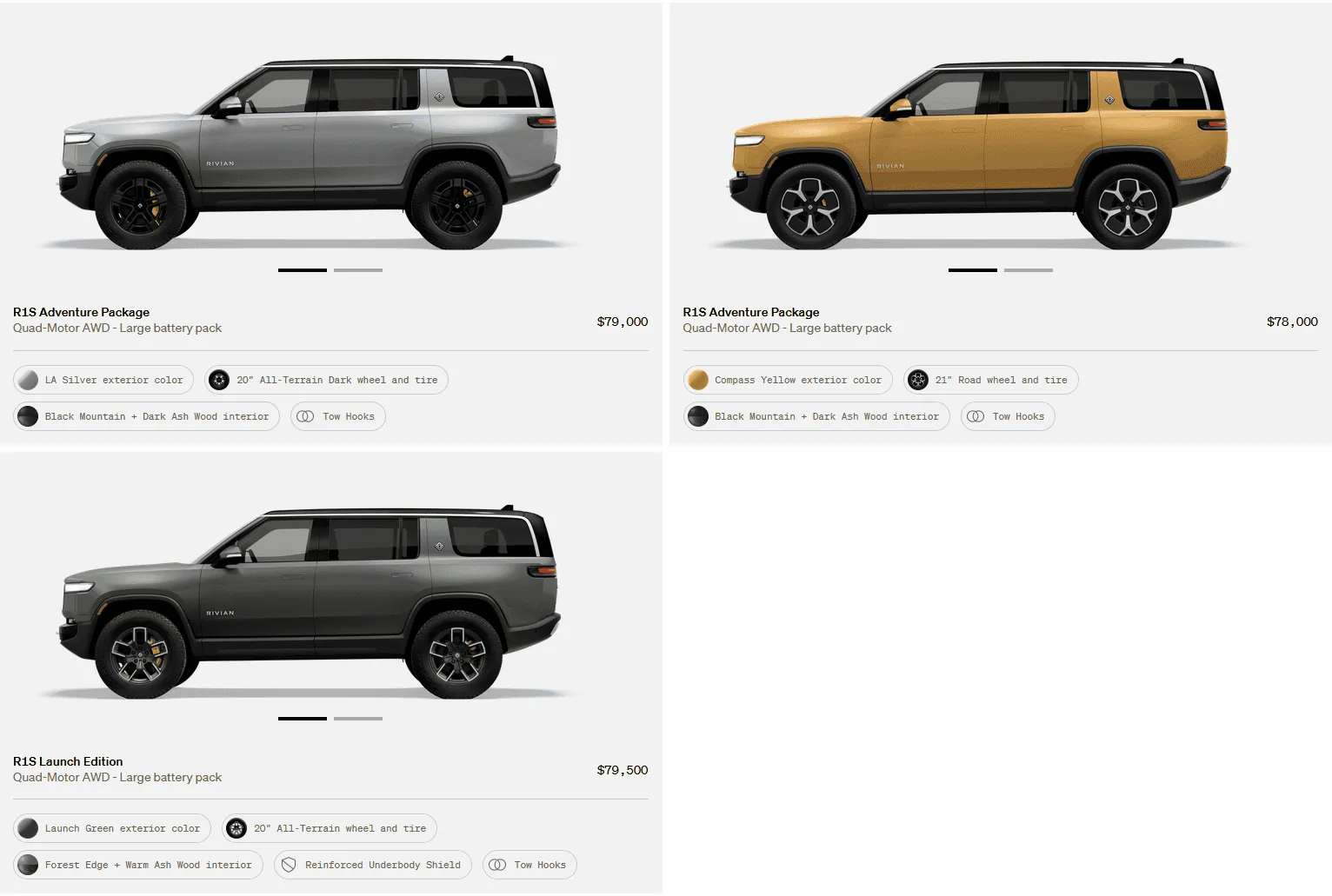 Rivian R1T R1S R1S Shop access live with lots of inventory! 1679661784709