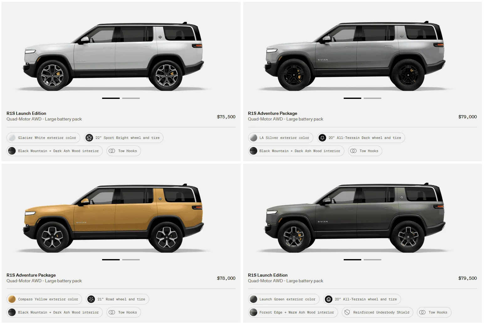 Rivian R1T R1S R1S Shop access live with lots of inventory! 1679689908108