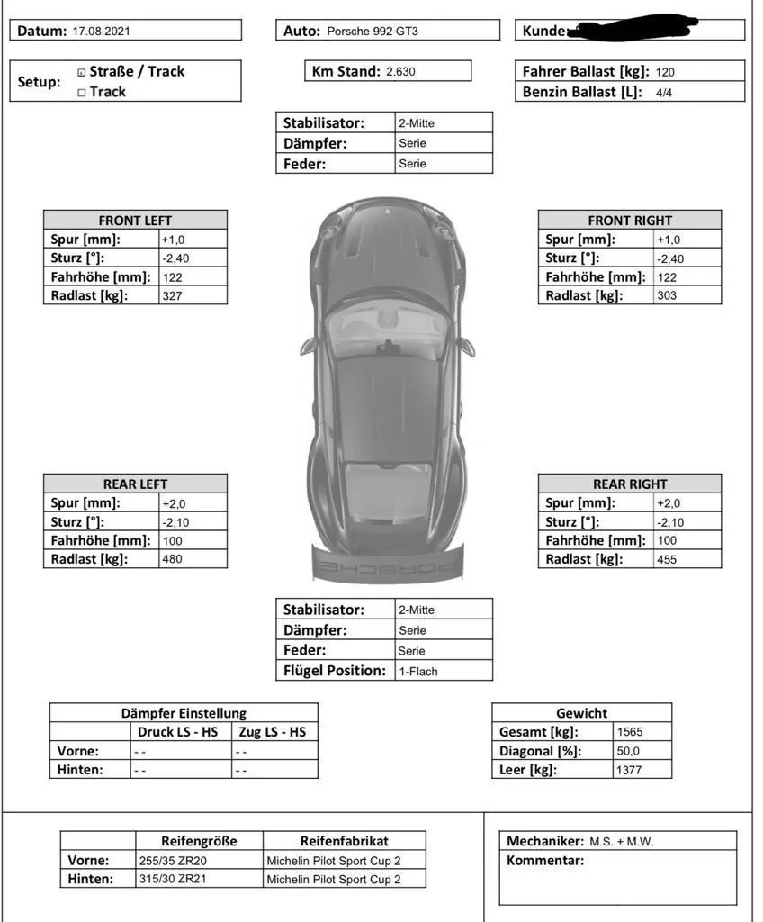 Rivian R1T R1S Camber, Caster, Toe, and underbody shield 992_GT3_Spur_Sturz_Daniel