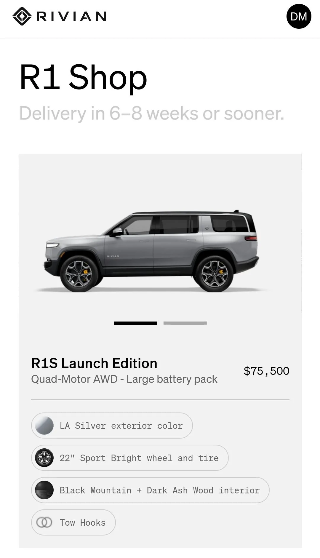 Rivian R1T R1S R1S Shop access live with lots of inventory! Screenshot_20230330_145404_Chrom