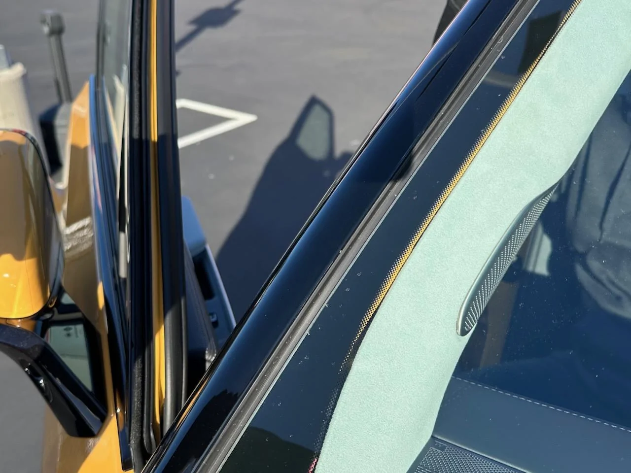 Rivian R1T R1S Gap on Passenger A-Pillar Interior Liner IMG_1914
