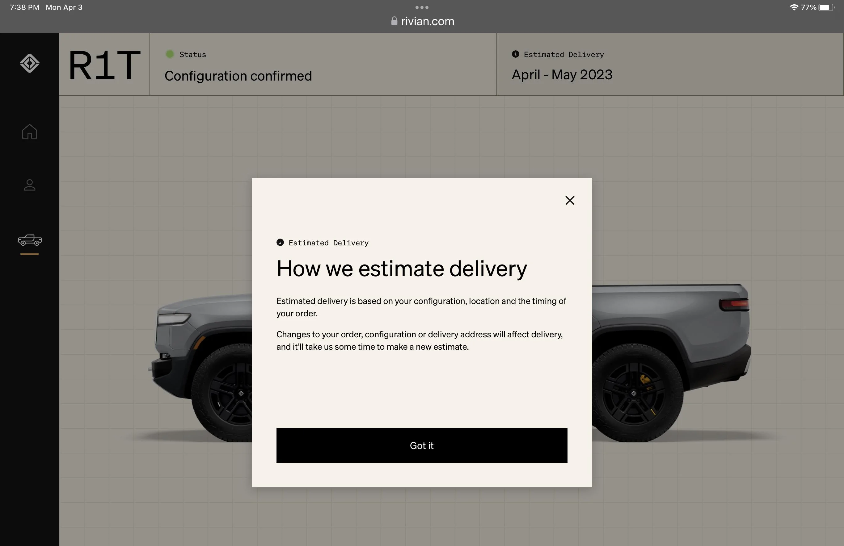 Rivian R1T R1S I don't feel valued as a customer DC29CA02-AE08-473B-9435-8BA90F761413