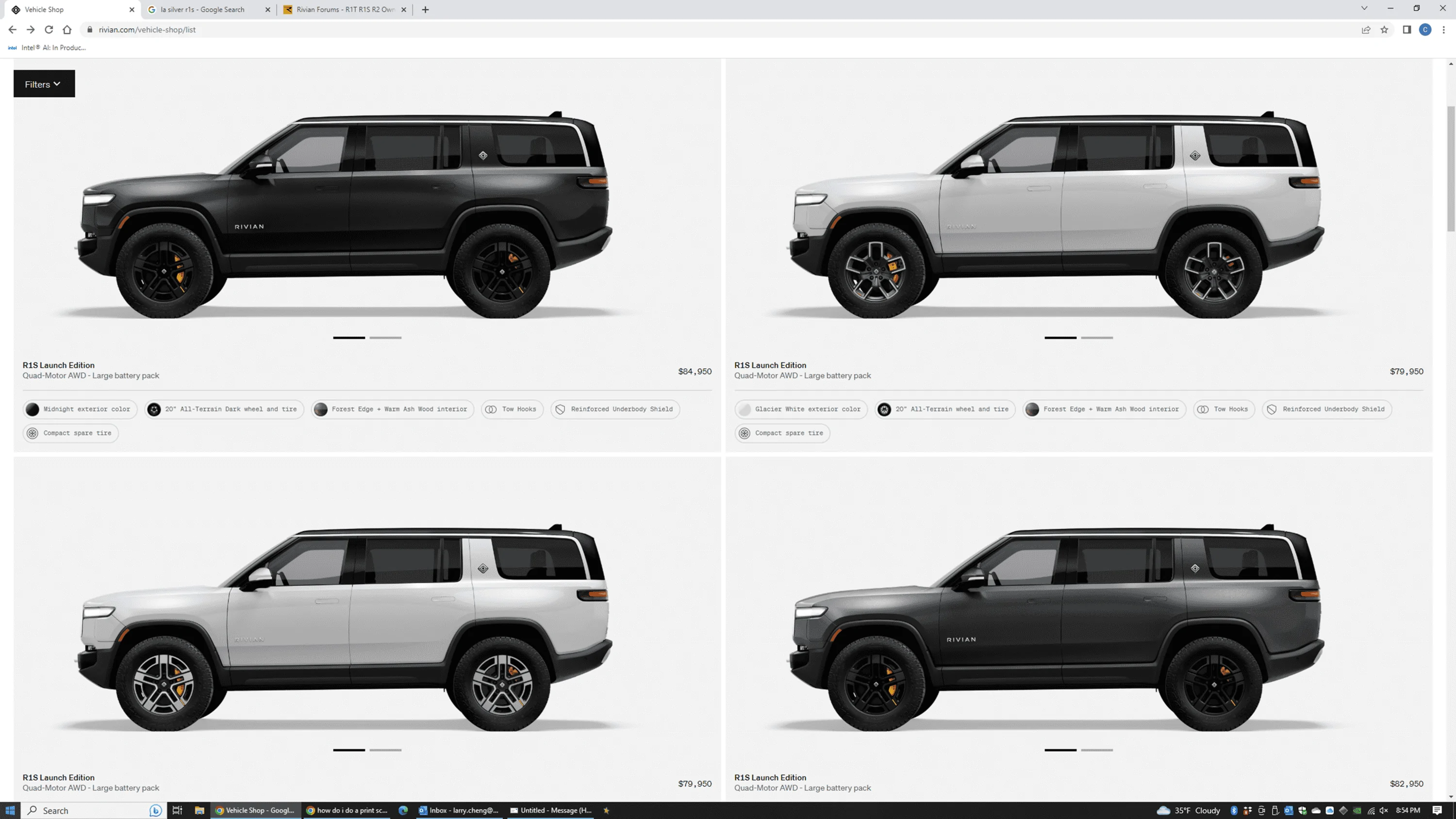 Rivian R1T R1S R1S Shop access live with lots of inventory! 1680580718480