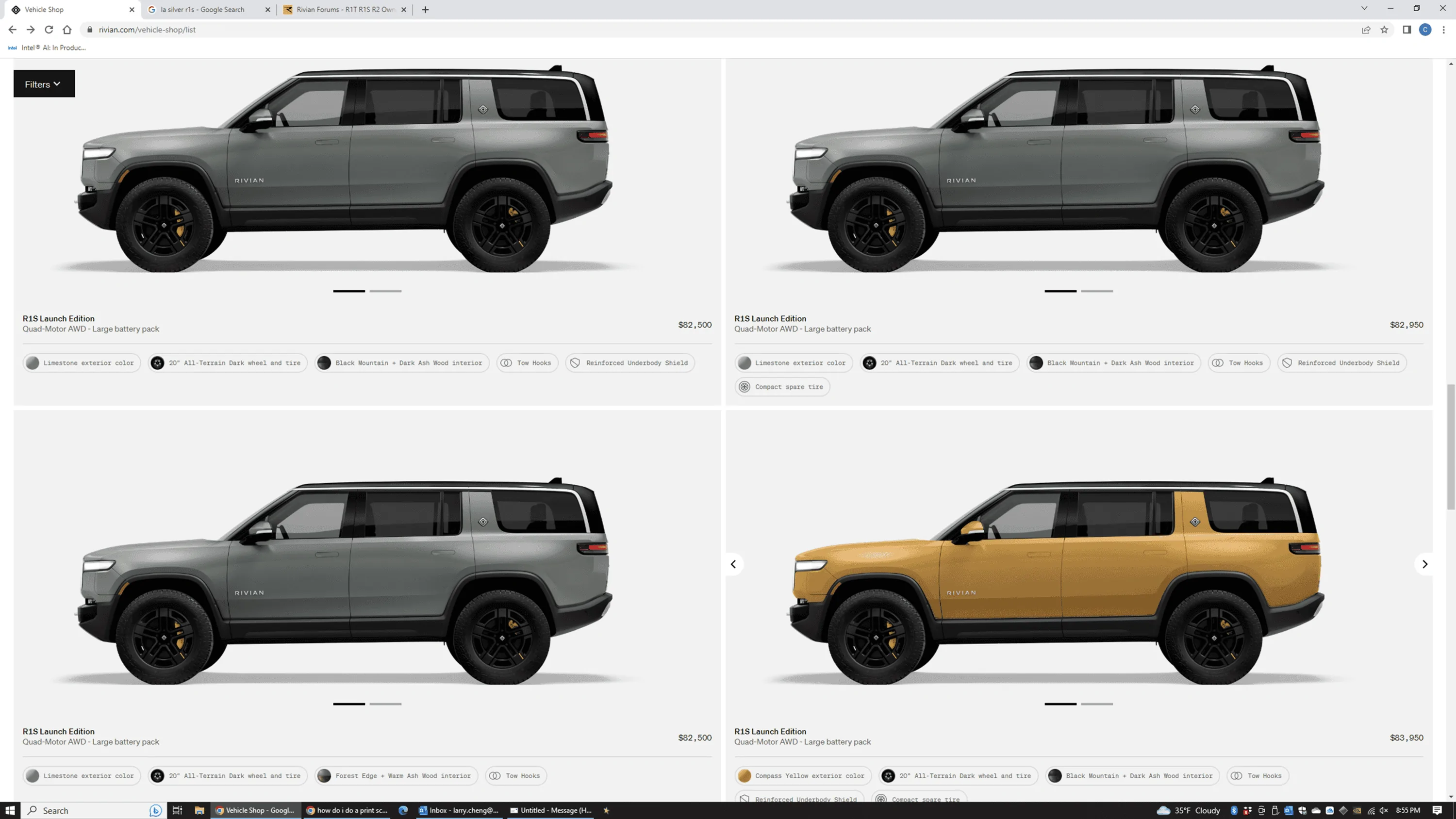 Rivian R1T R1S R1S Shop access live with lots of inventory! 1680580749879