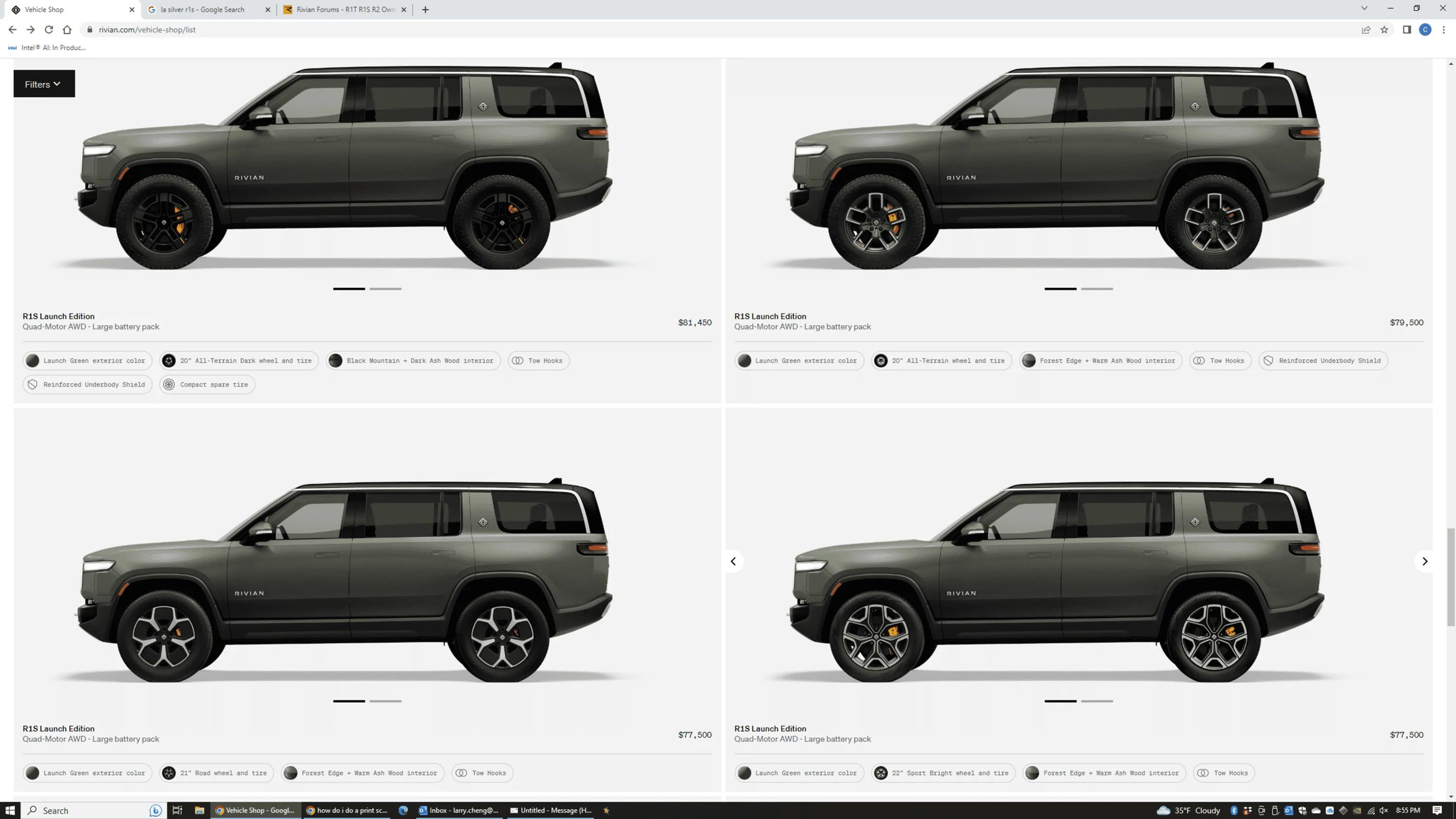 Rivian R1T R1S R1S Shop access live with lots of inventory! 1680580775866