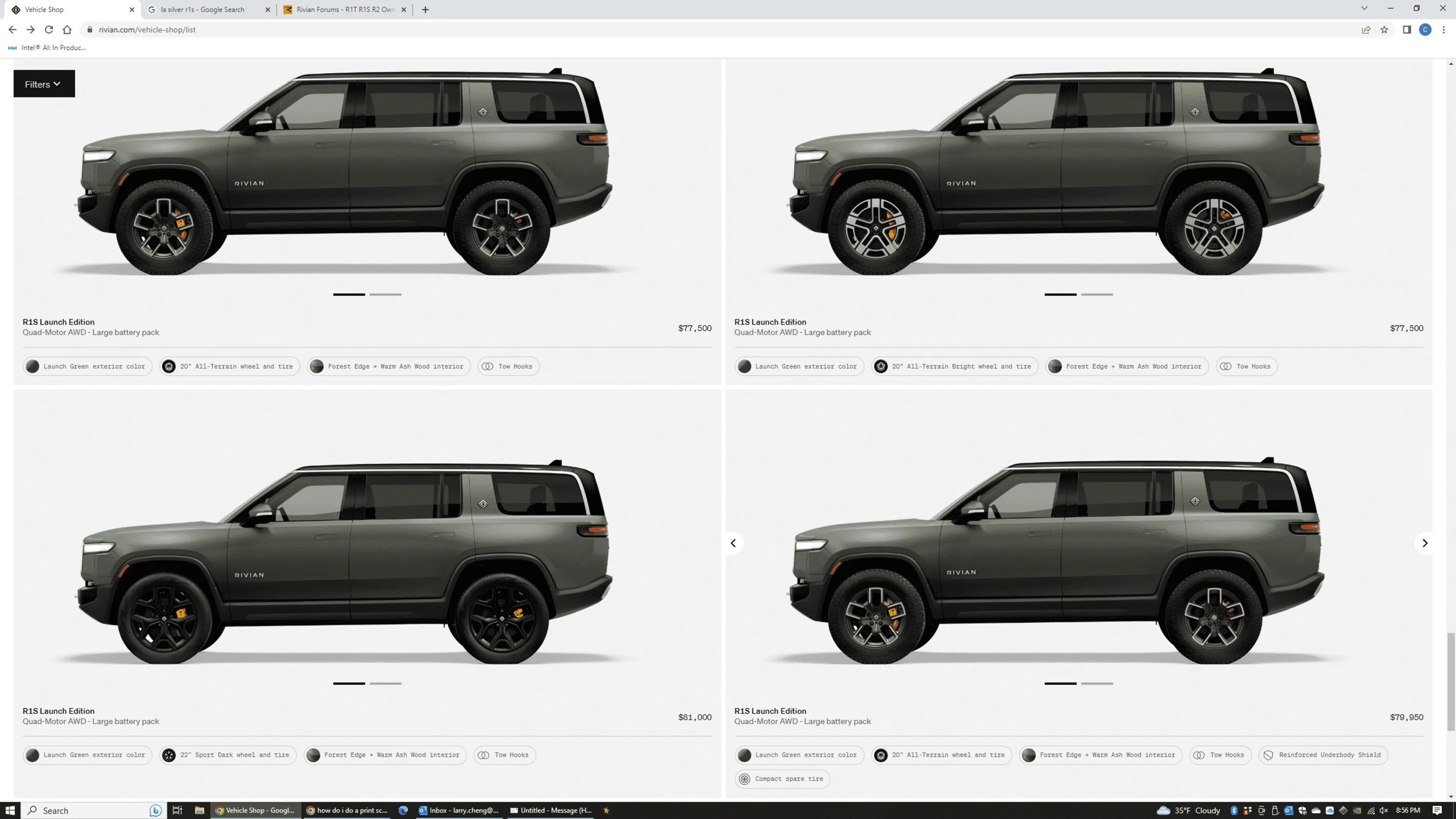 Rivian R1T R1S R1S Shop access live with lots of inventory! 1680580788773