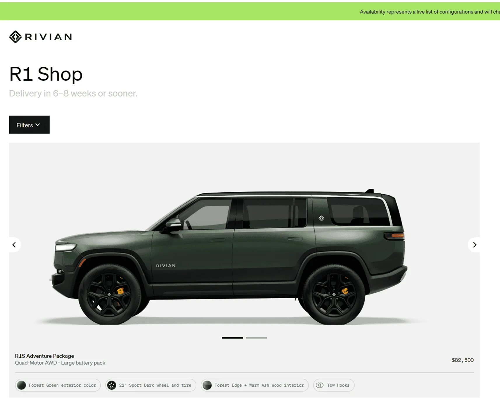 Rivian R1T R1S R1S Shop access live with lots of inventory! 1680642214125