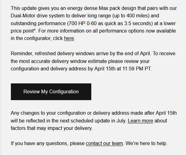 Rivian R1T R1S R1T Max Pack + Dual Motor range update from Rivian: 335, 360 and 400 miles range riv 1