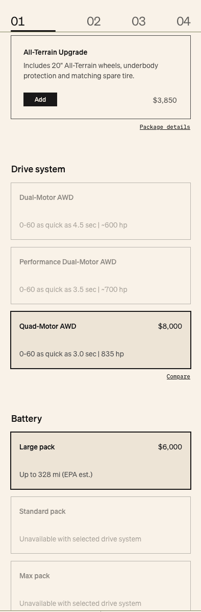 Rivian R1T R1S R1T Max Pack + Dual Motor range update from Rivian: 335, 360 and 400 miles range Screenshot 2023-04-06 at 7.56.29 AM