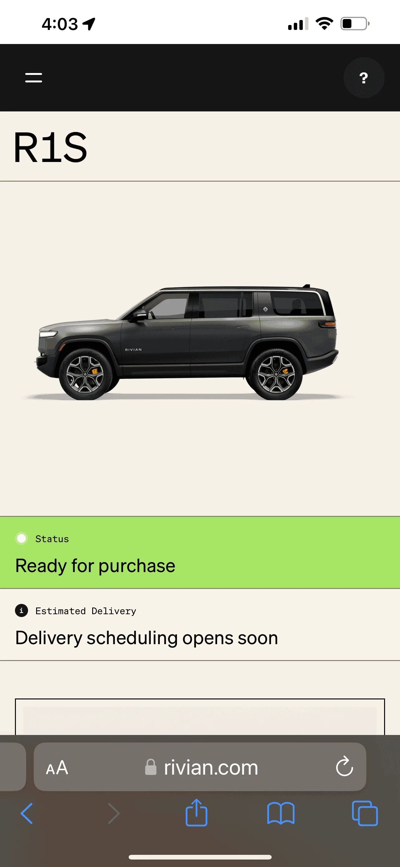Rivian R1T R1S R1S Shop access live with lots of inventory! 1680822777163