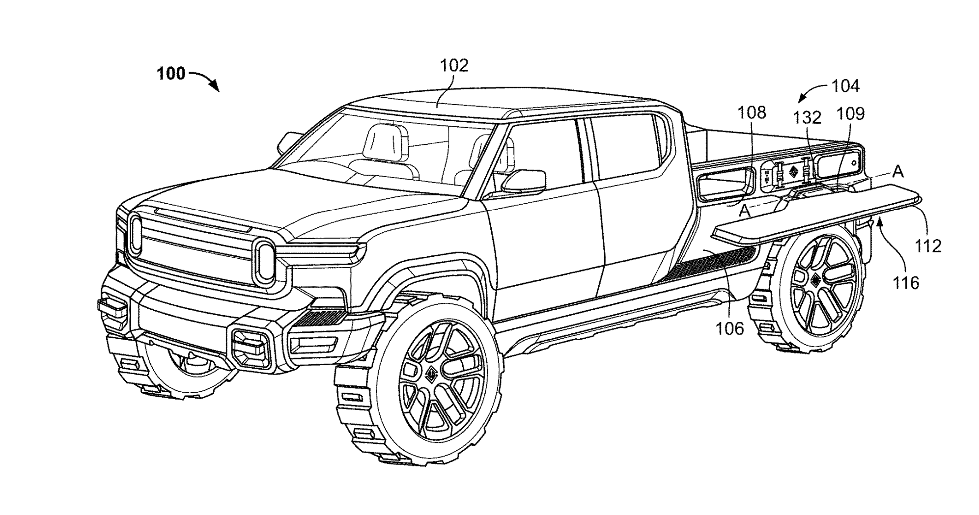 Rivian R1T R1S Patent Moveable Vehicle Exterior Panel (Maybe R1LT?) 1680840636843