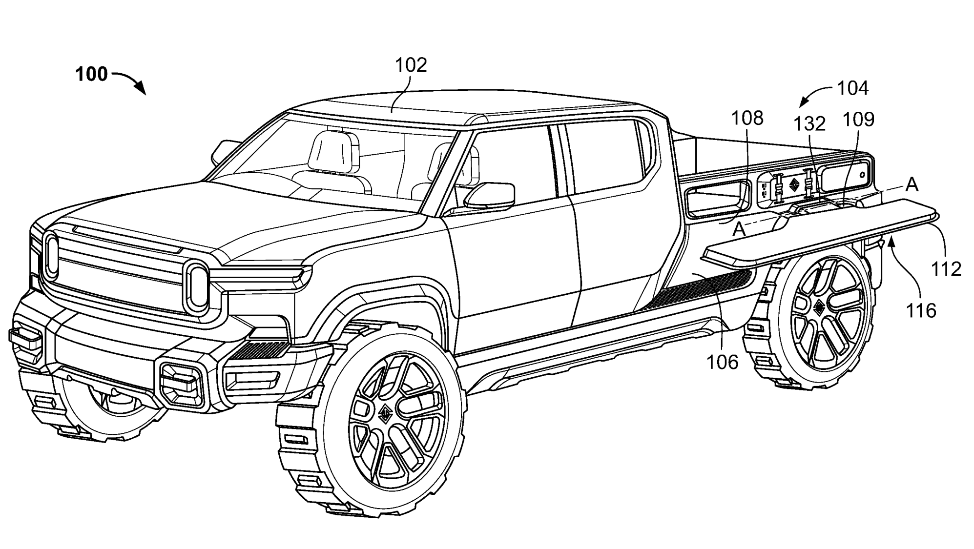 Rivian R1T R1S Patent Moveable Vehicle Exterior Panel (Maybe R1LT?) 1680840690783