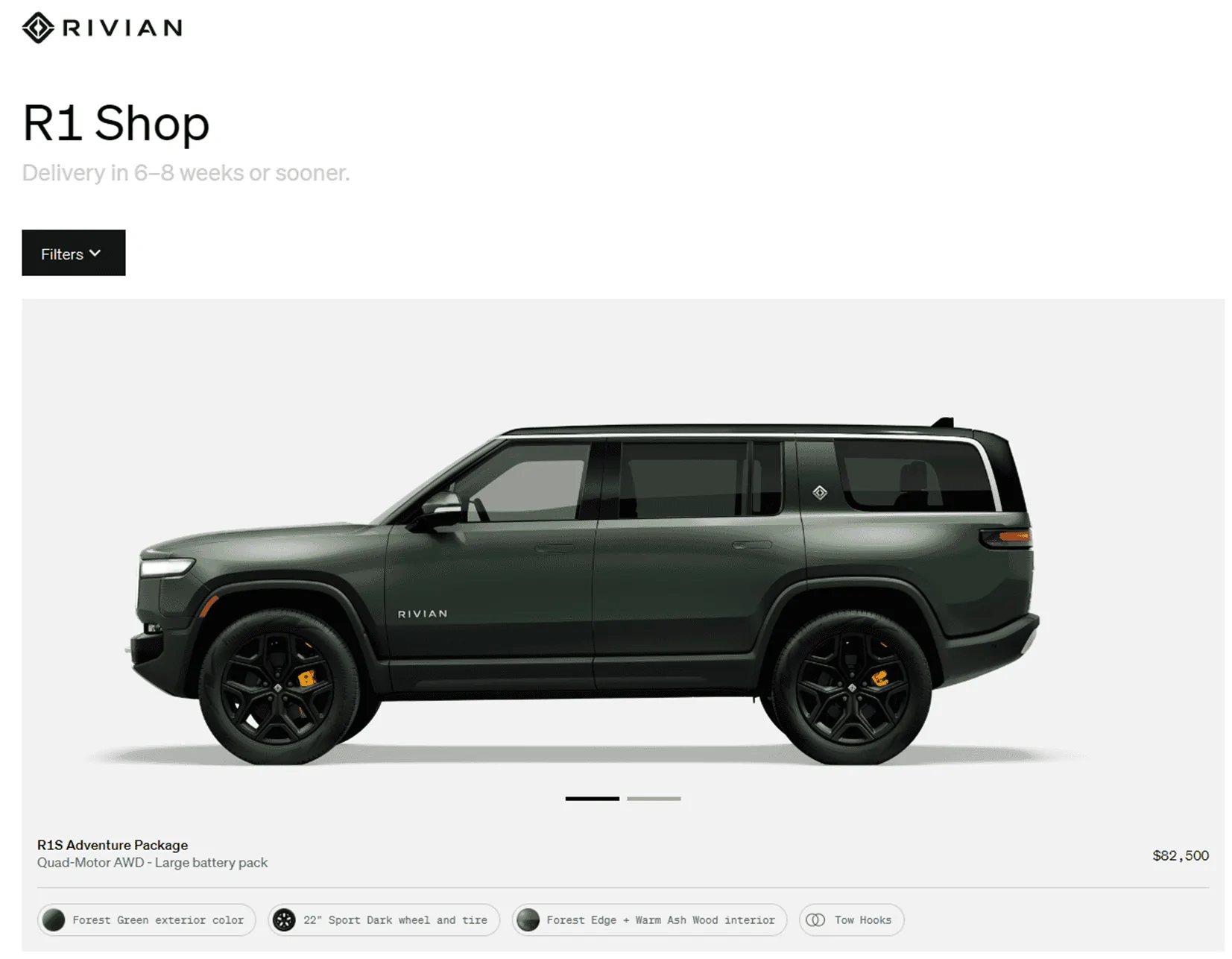 Rivian R1T R1S R1S Shop access live with lots of inventory! 1680897330828