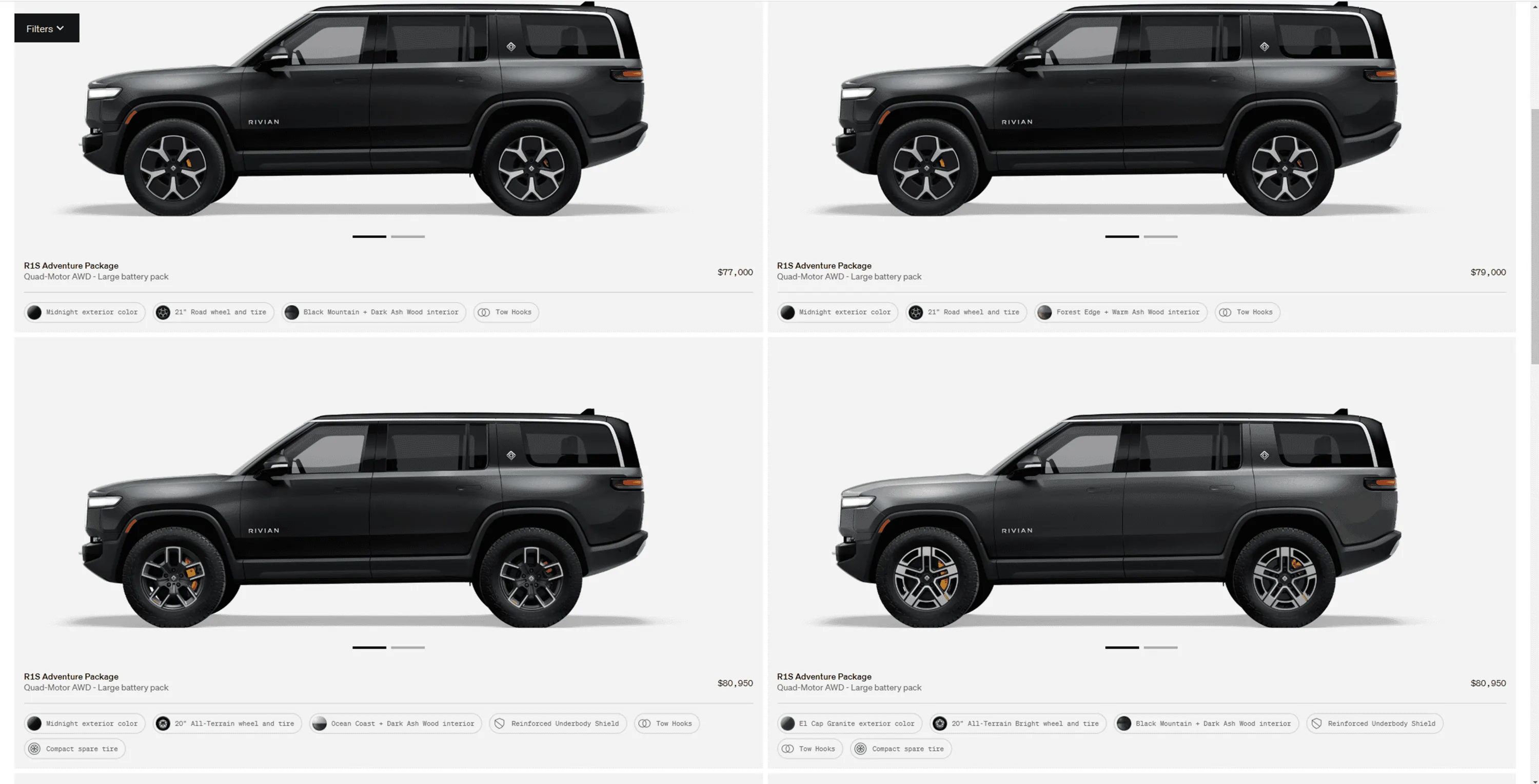 Rivian R1T R1S R1S Shop access live with lots of inventory! 1680958853603