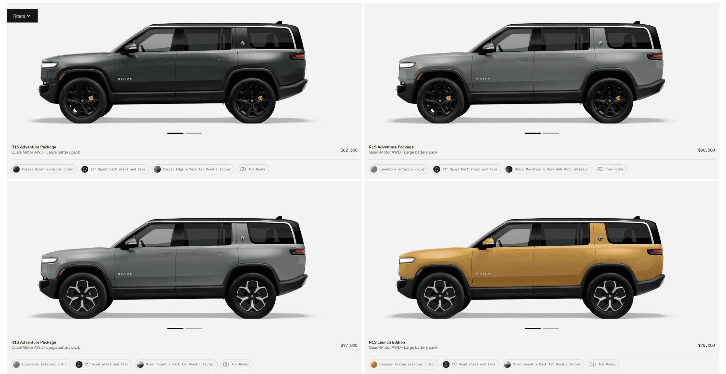 Rivian R1T R1S R1S Shop access live with lots of inventory! 1680958877388