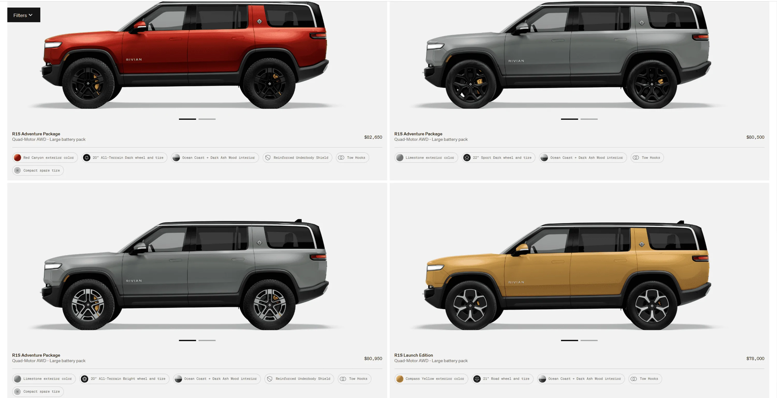 Rivian R1T R1S R1S Shop access live with lots of inventory! 1680993611405
