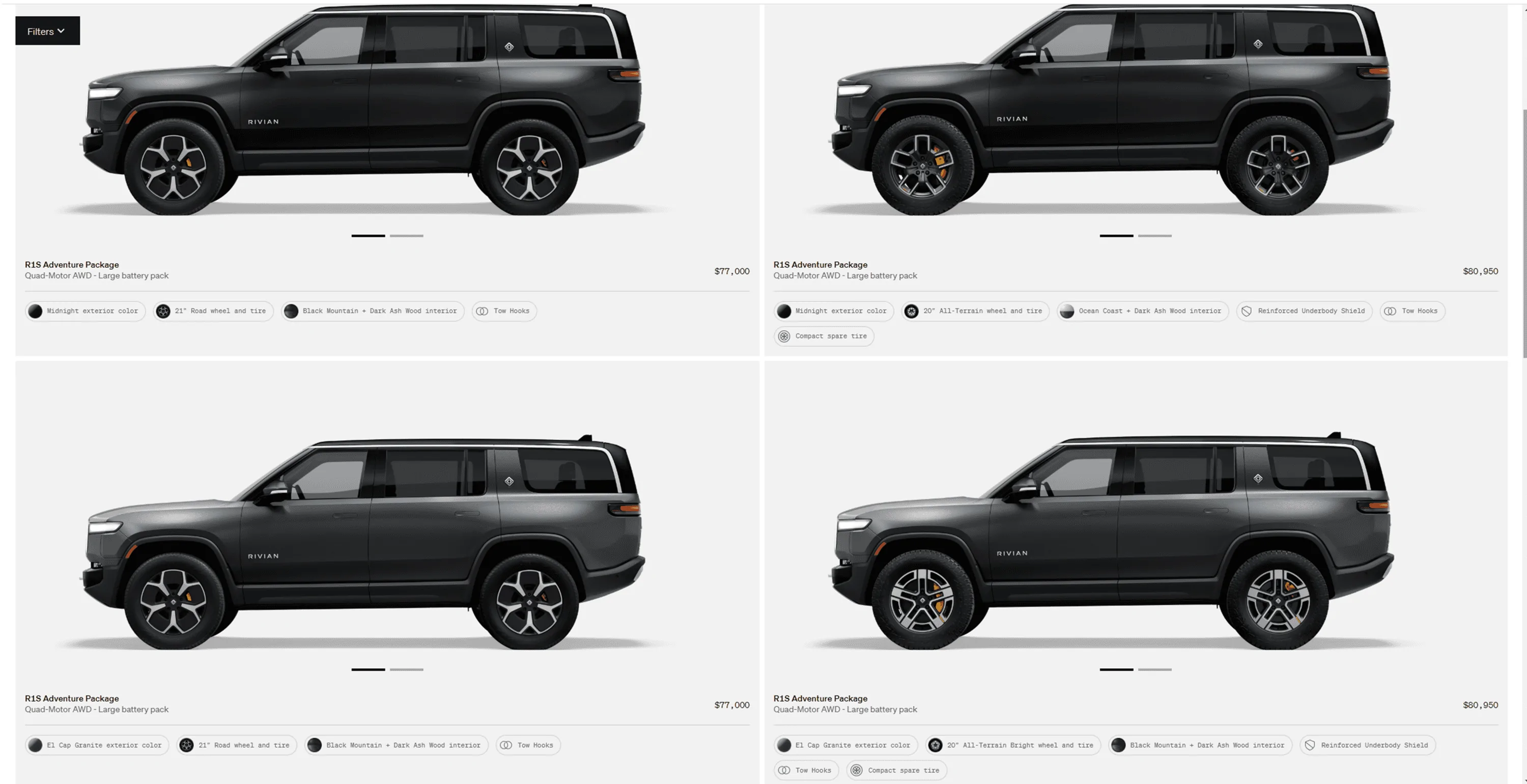 Rivian R1T R1S R1S Shop access live with lots of inventory! 1681010734649
