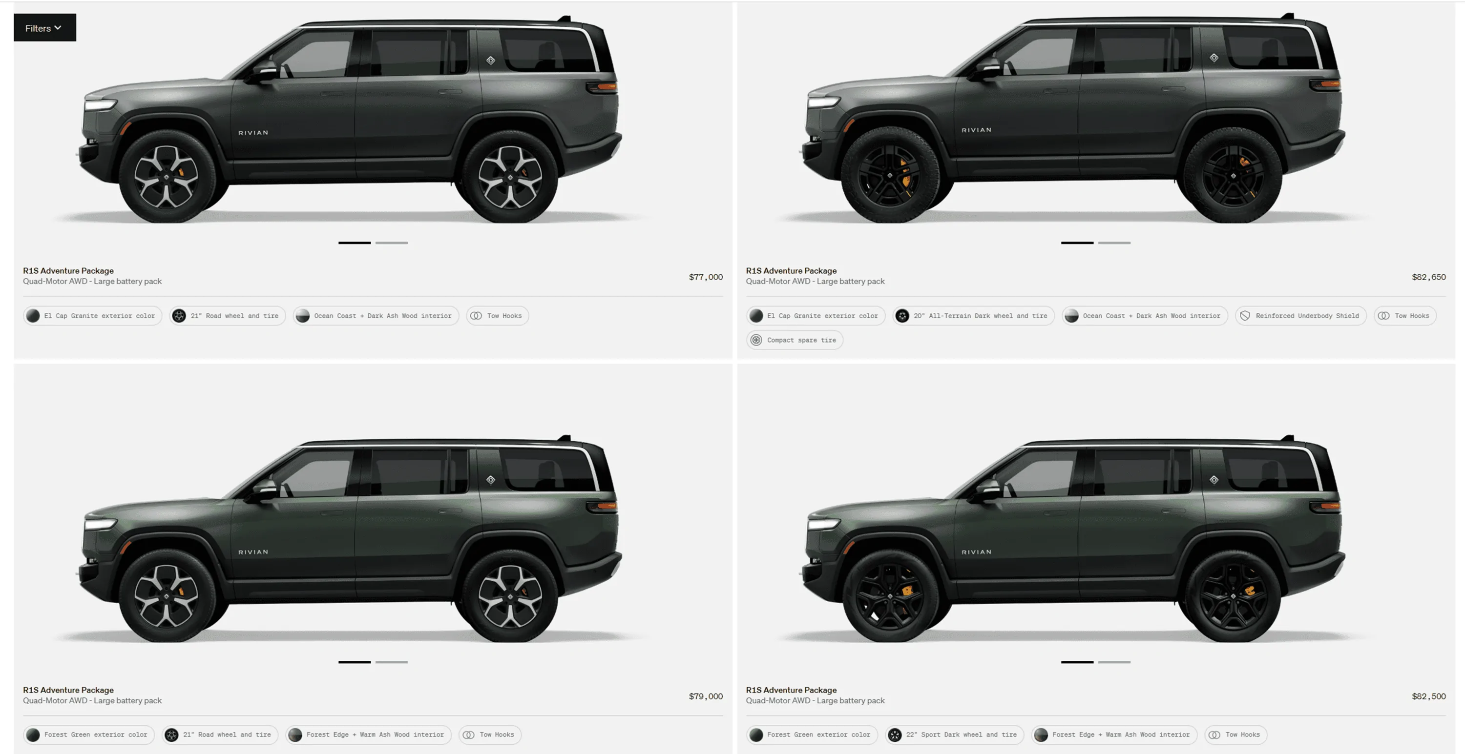 Rivian R1T R1S R1S Shop access live with lots of inventory! 1681010750568
