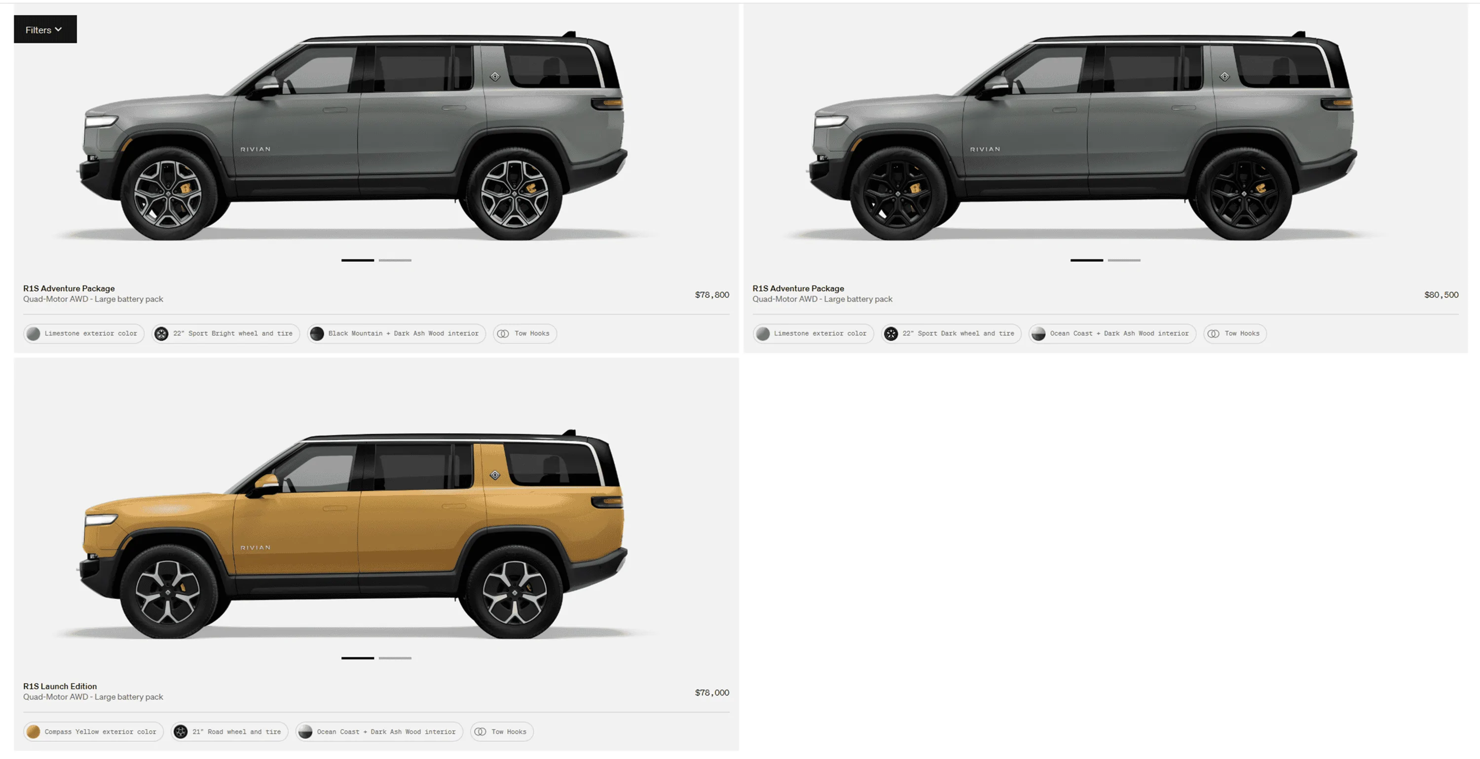 Rivian R1T R1S R1S Shop access live with lots of inventory! 1681010777623