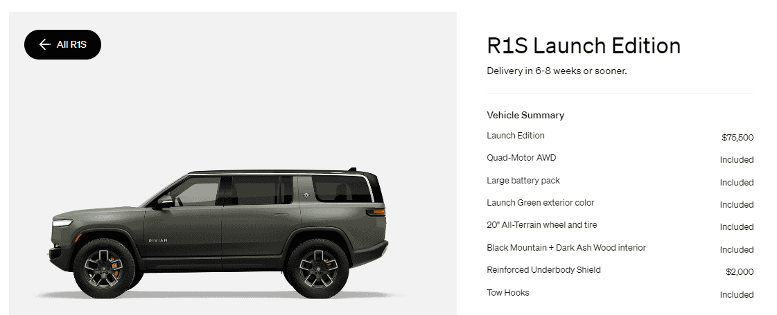 Rivian R1T R1S R1S Shop access live with lots of inventory! 1681320168688