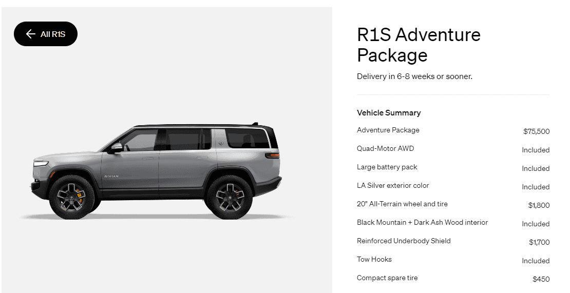 Rivian R1T R1S R1S Shop access live with lots of inventory! 1681320639772