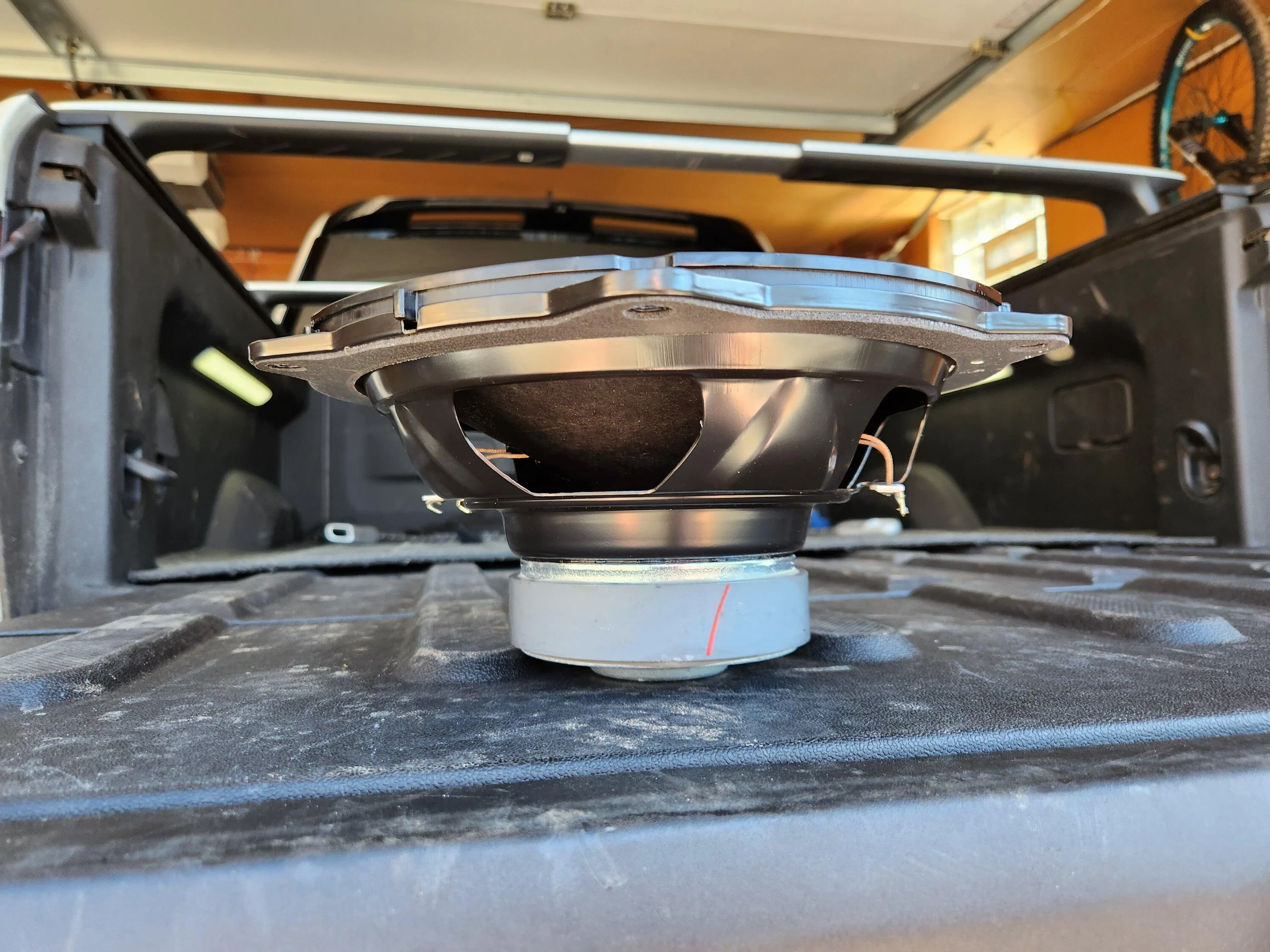 Rivian R1T R1S Upgraded the sub in R1S with aftermarket Alpine SWR-T10 Subwoofer 20230413_094643