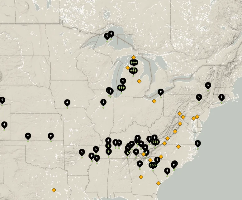 Rivian R1T R1S RAN Rivian Charging Stations Locations Map via Google Maps 1681444038945