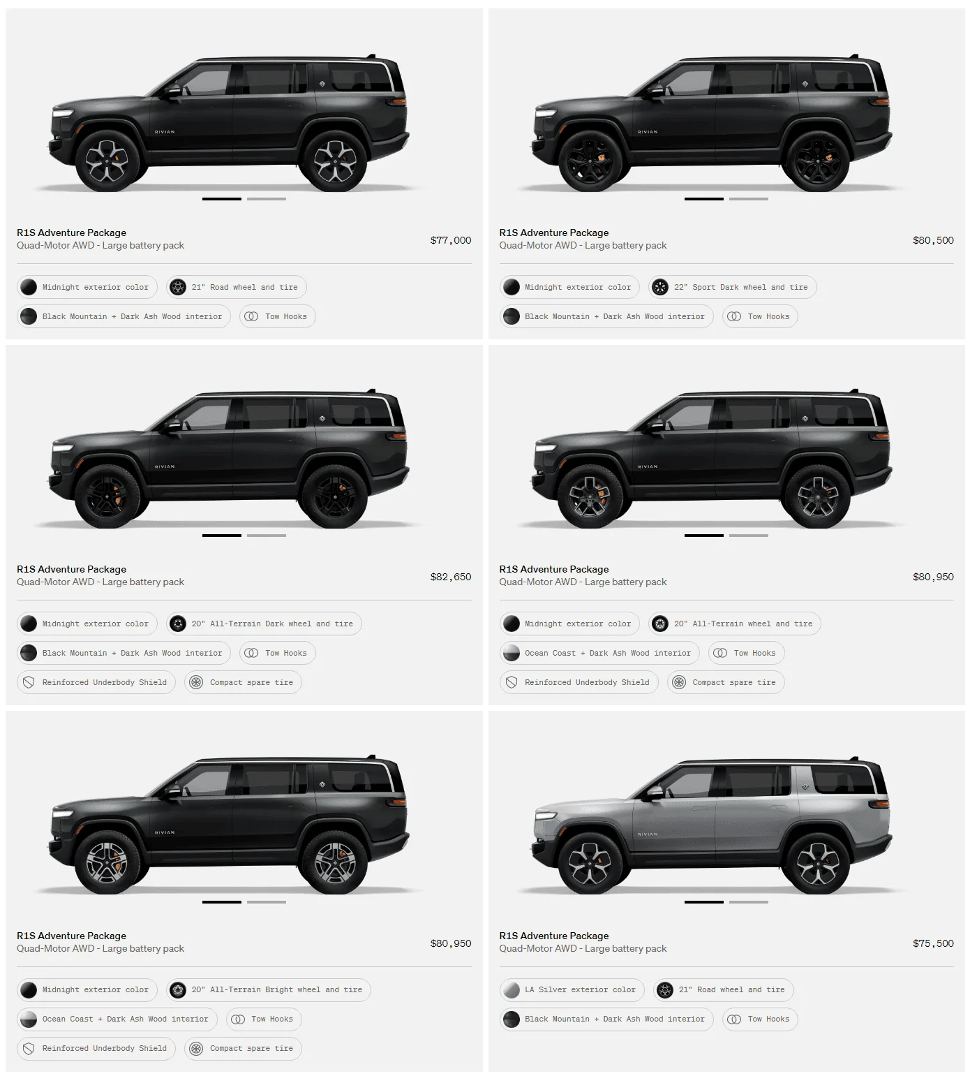 Rivian R1T R1S R1S Shop access live with lots of inventory! 1681487838538