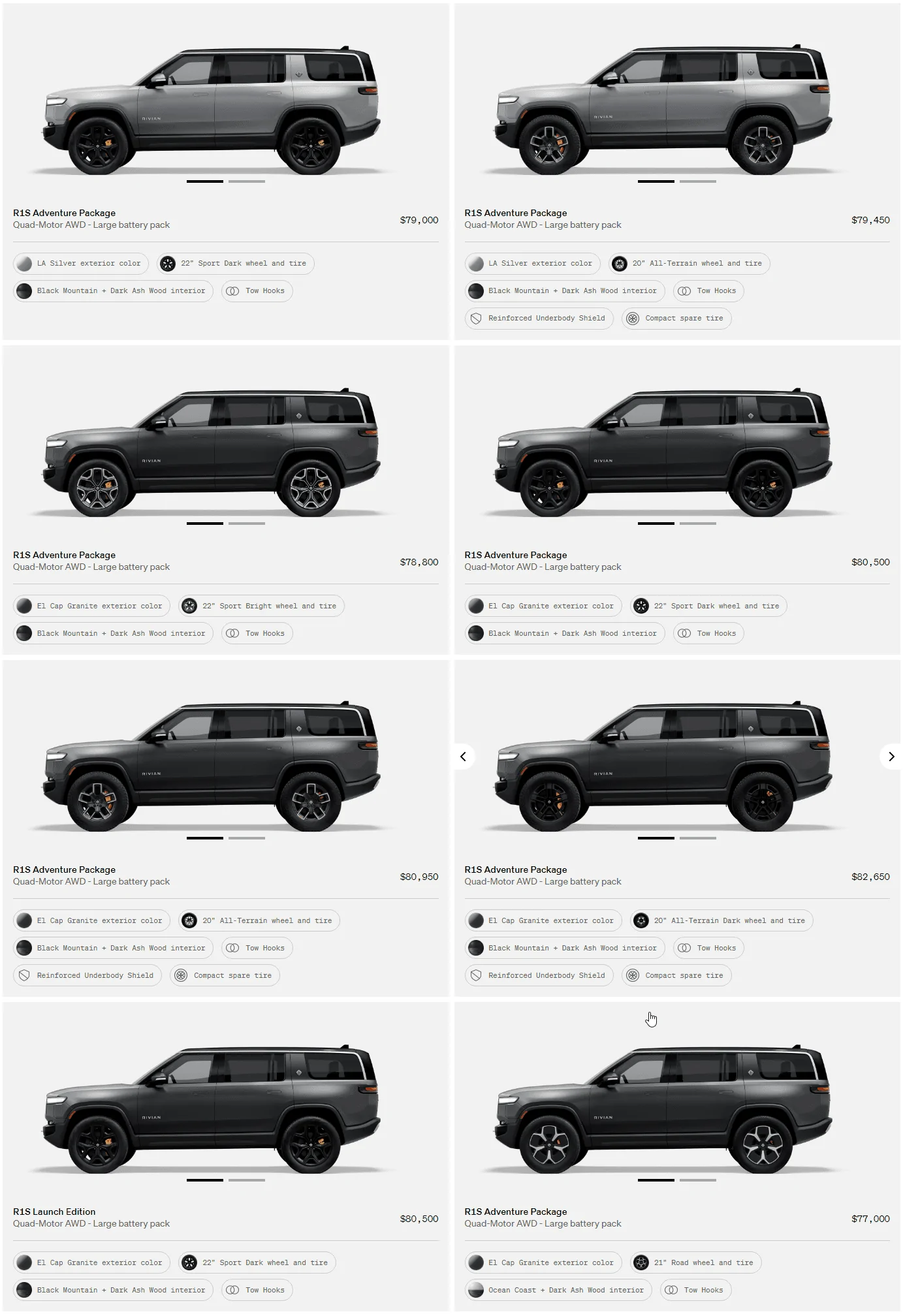 Rivian R1T R1S R1S Shop access live with lots of inventory! 1681487856831