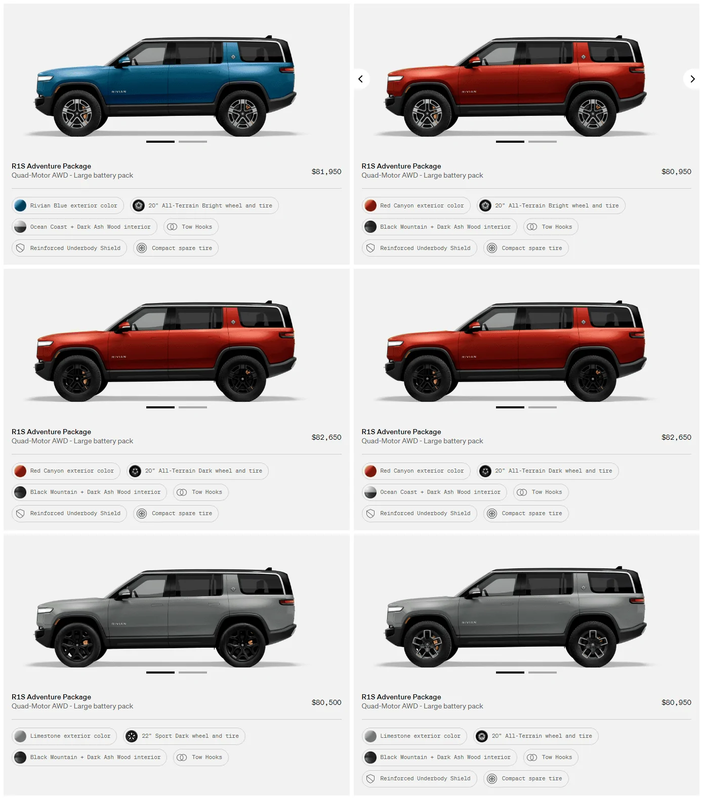 Rivian R1T R1S R1S Shop access live with lots of inventory! 1681487872368