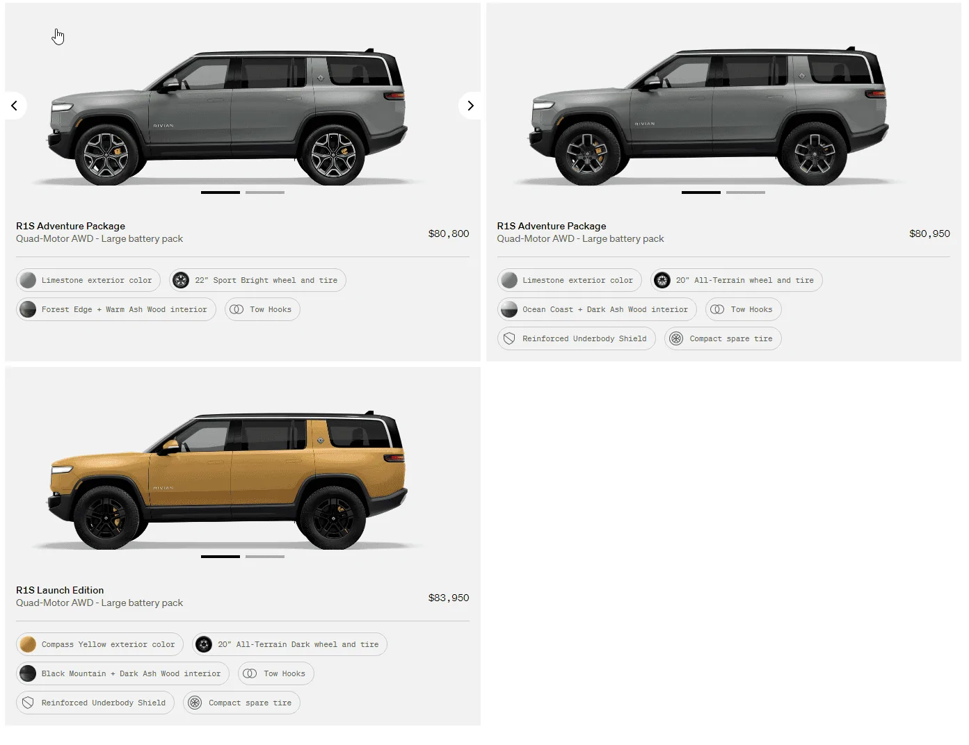 Rivian R1T R1S R1S Shop access live with lots of inventory! 1681487885567