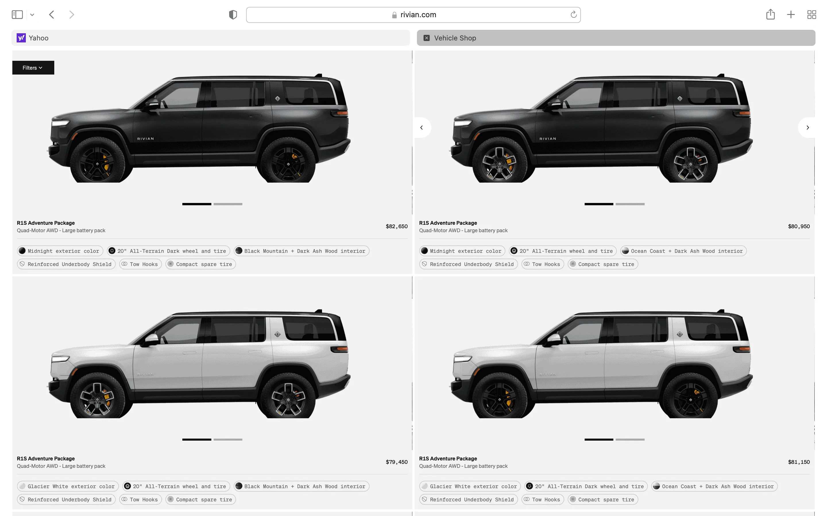 Rivian R1T R1S R1S Shop access live with lots of inventory! Screen Shot 2023-04-16 at 5.41.34 PM