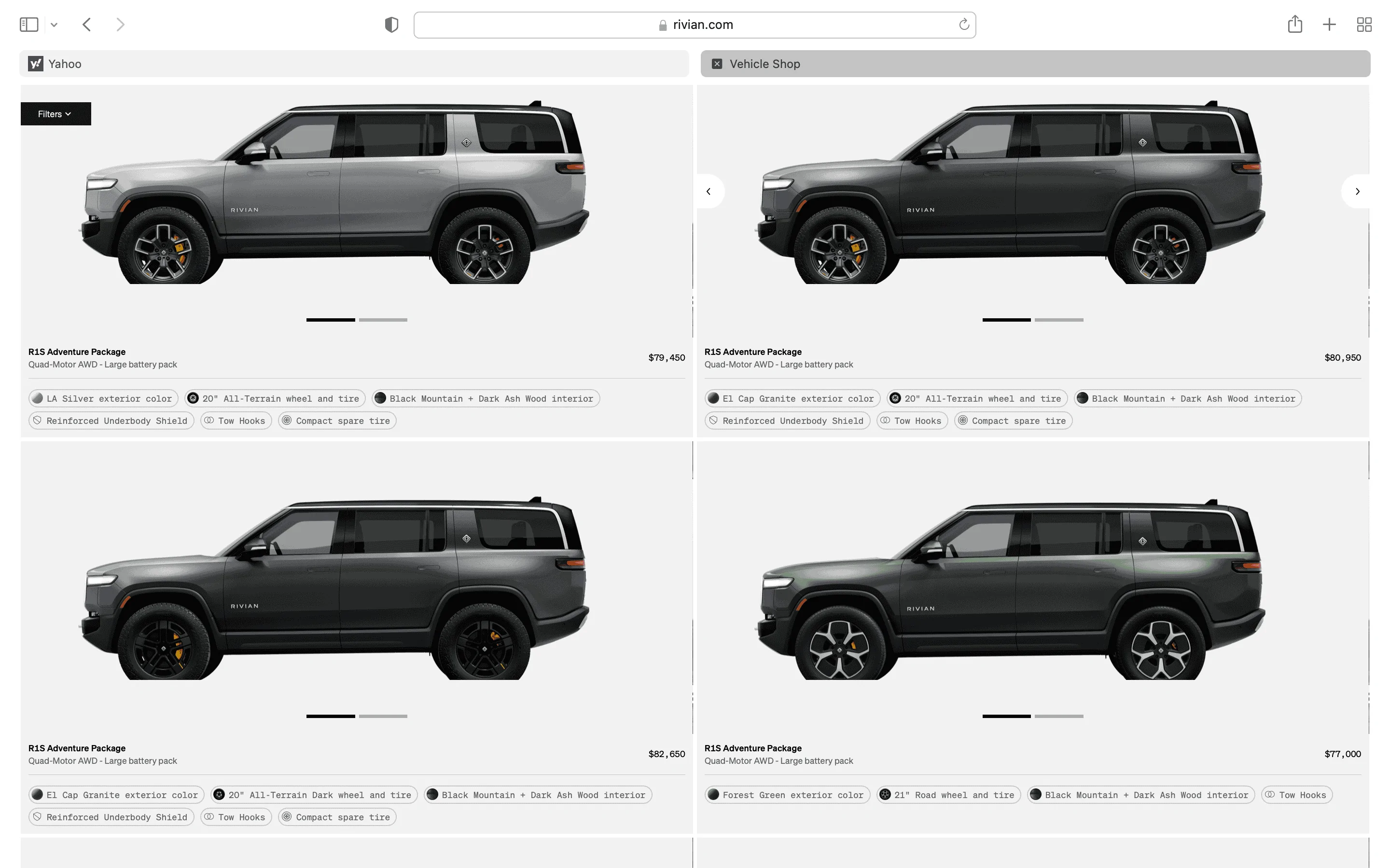 Rivian R1T R1S R1S Shop access live with lots of inventory! Screen Shot 2023-04-16 at 5.41.43 PM