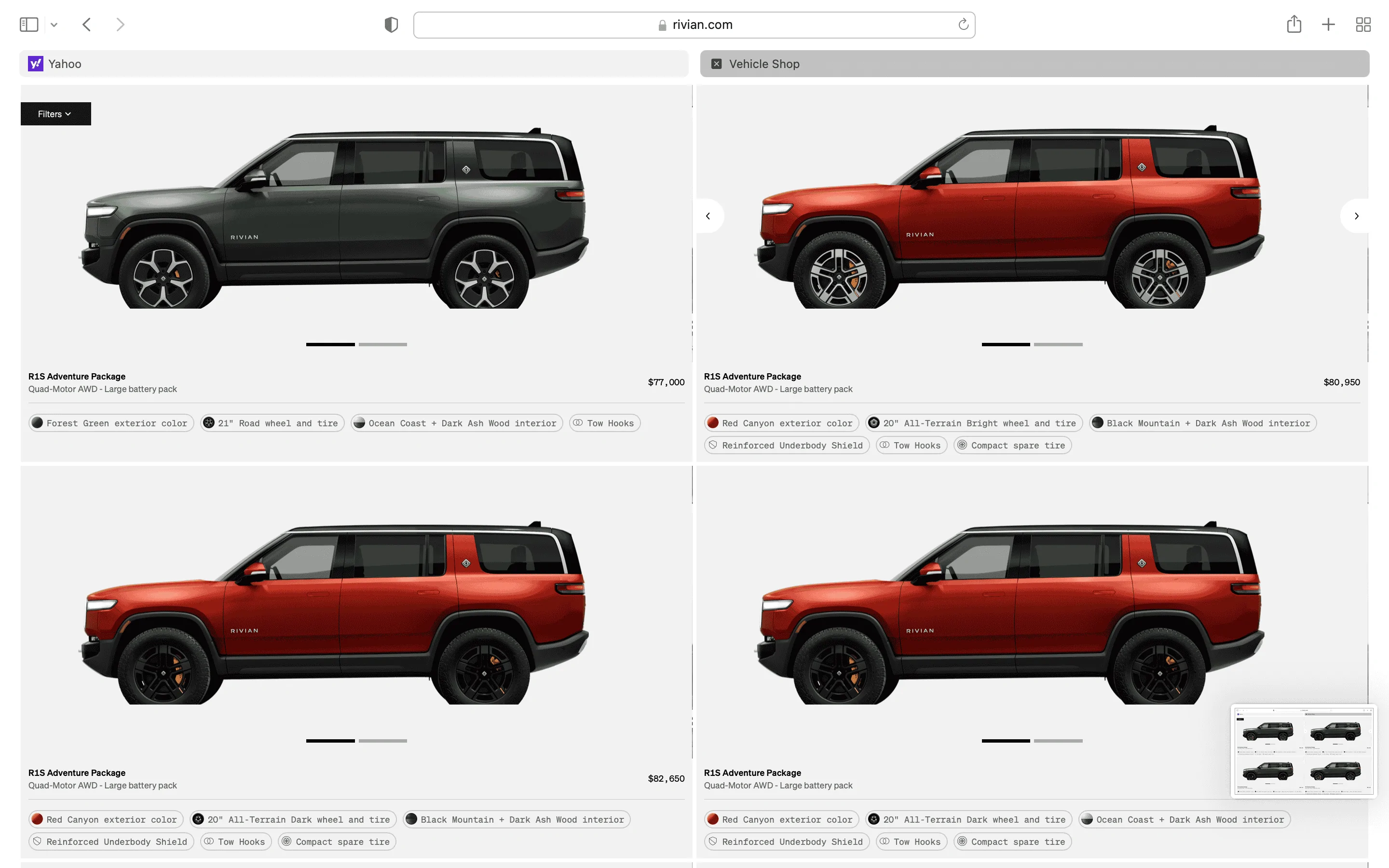 Rivian R1T R1S R1S Shop access live with lots of inventory! Screen Shot 2023-04-16 at 5.42.00 PM