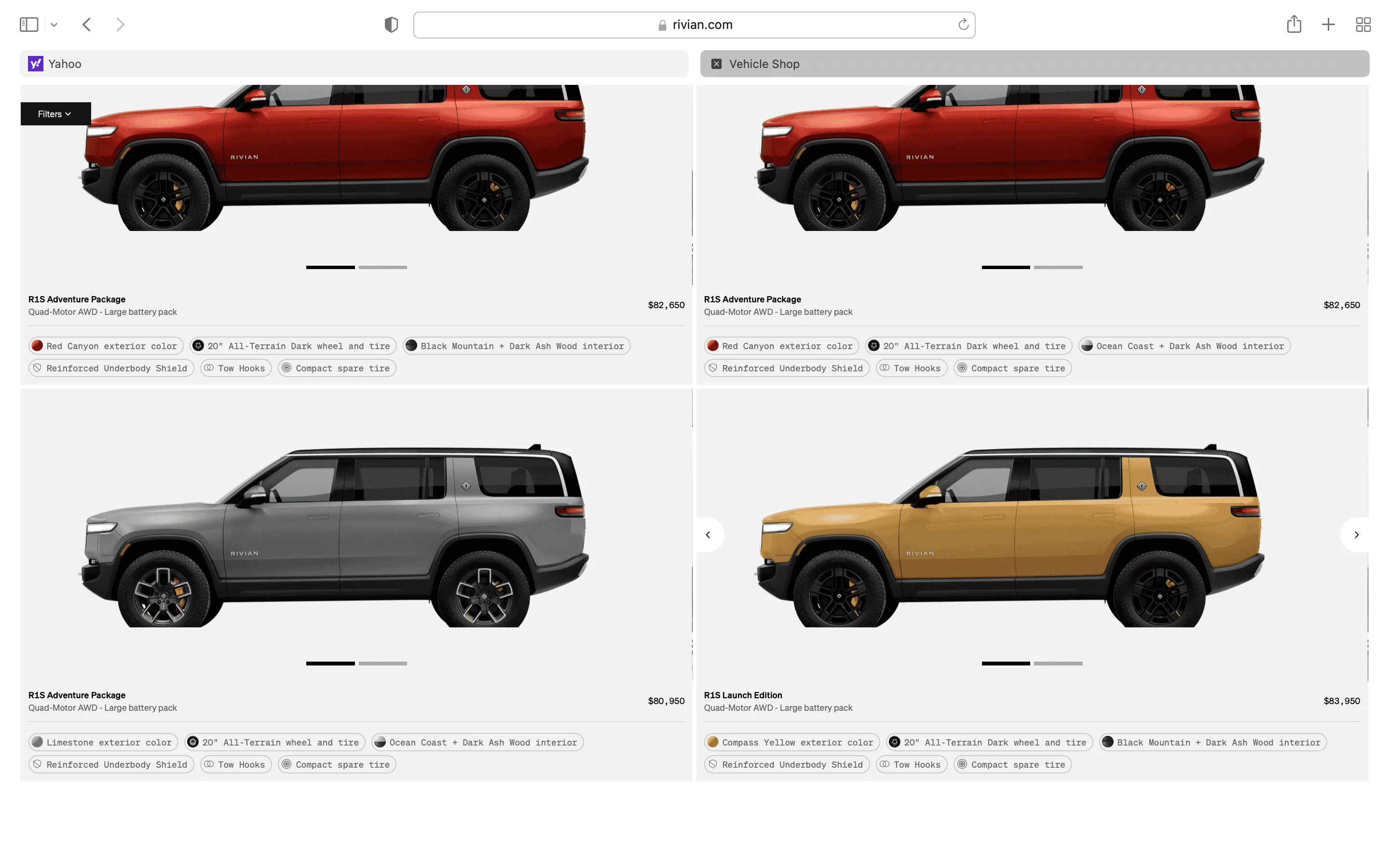 Rivian R1T R1S R1S Shop access live with lots of inventory! Screen Shot 2023-04-16 at 5.42.07 PM