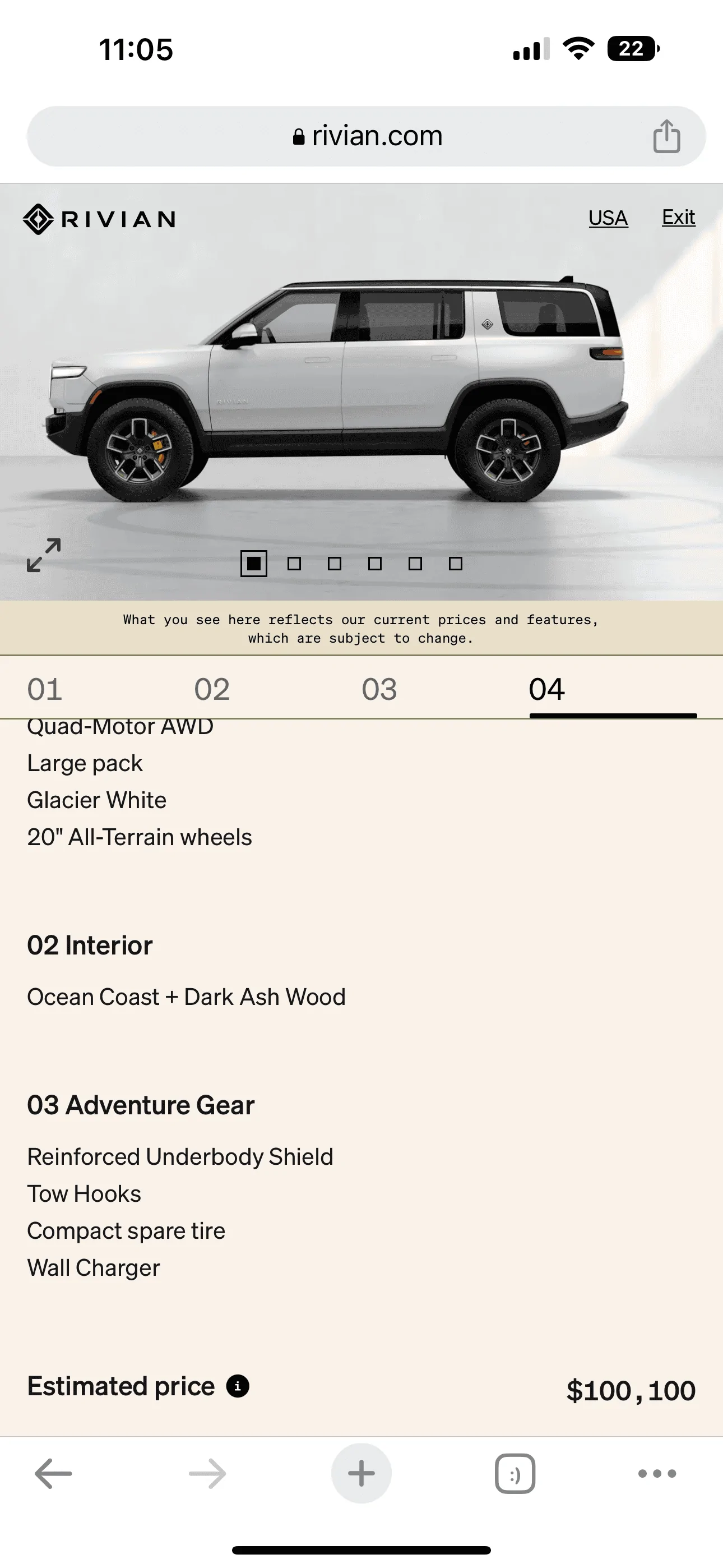 Rivian R1T R1S R1T Configurator: $3,850 “All Terrain Upgrade” option 71F44DB7-5A0A-4422-8DC3-028086D0900F