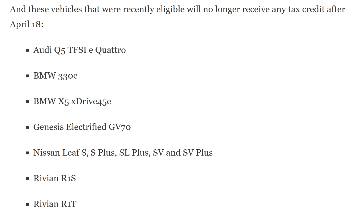 Rivian R1T R1S A $7,500 tax credit for electric cars changed, again. These are the models impacted [WARNING: NO POLITICS / FISCAL POLICIES] 1681745121337