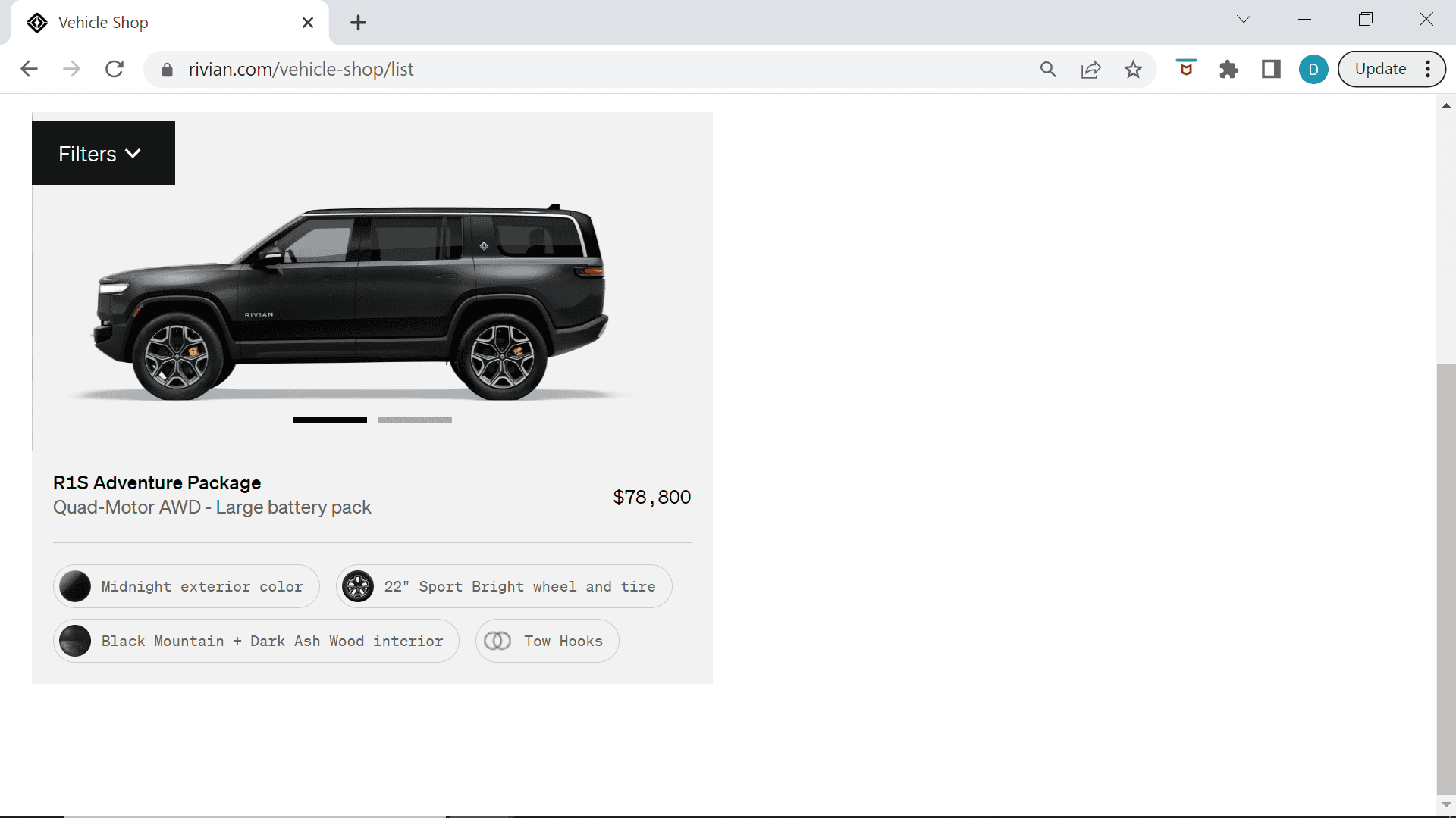 Rivian R1T R1S R1S Shop access live with lots of inventory! 1681850347087