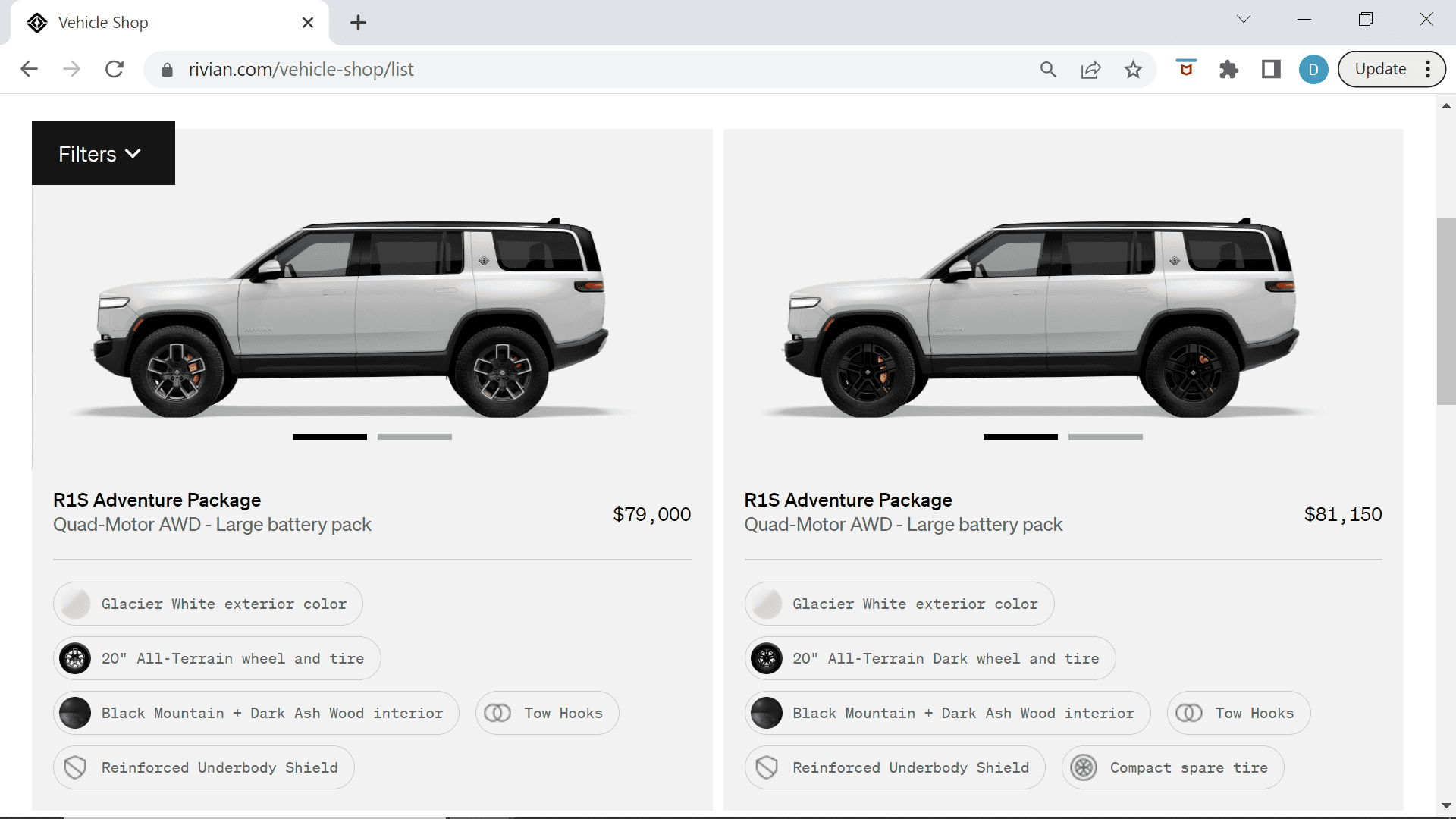 Rivian R1T R1S R1S Shop access live with lots of inventory! 1681850398869
