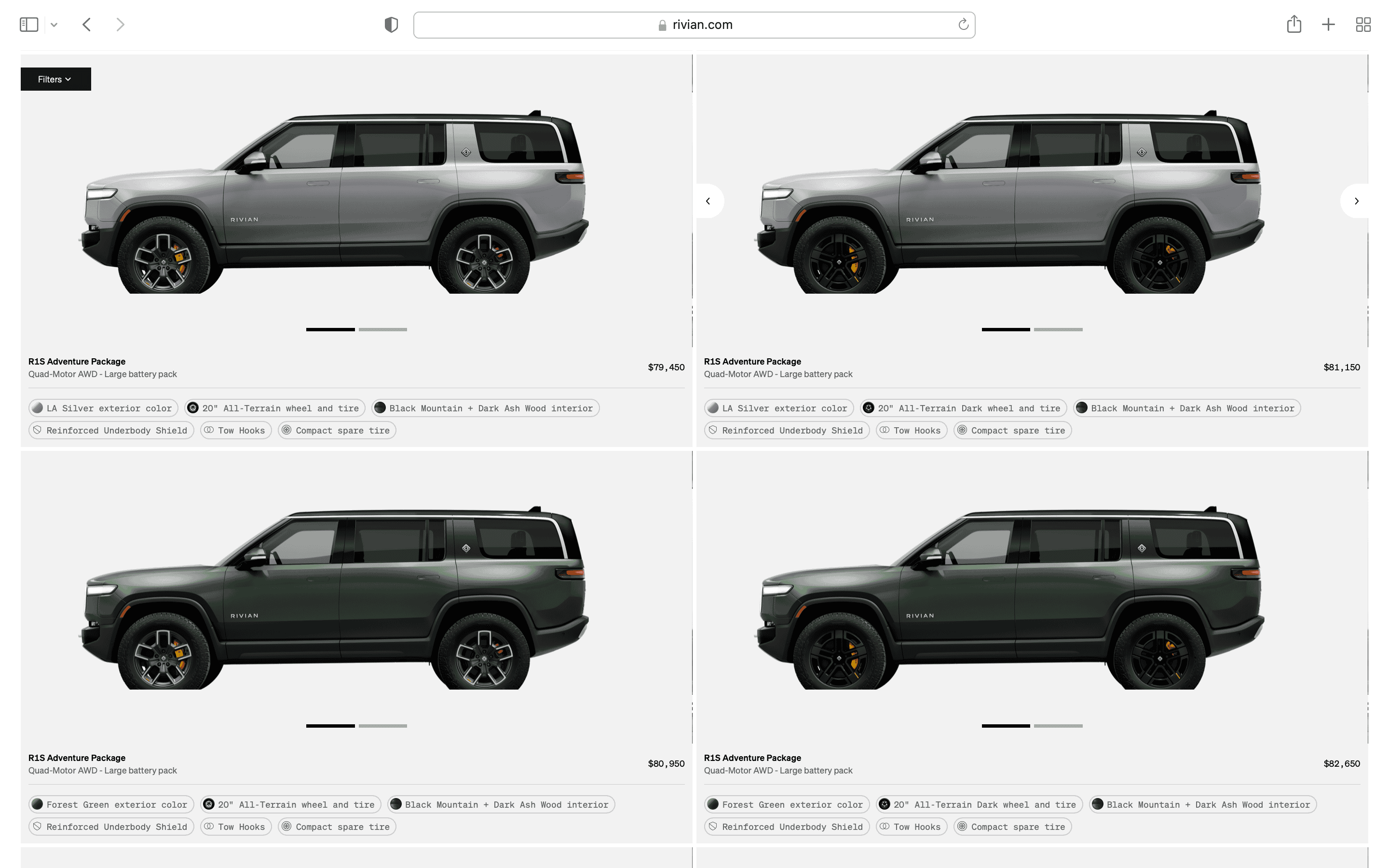 Rivian R1T R1S R1S Shop access live with lots of inventory! Screen Shot 2023-04-18 at 4.54.03 PM