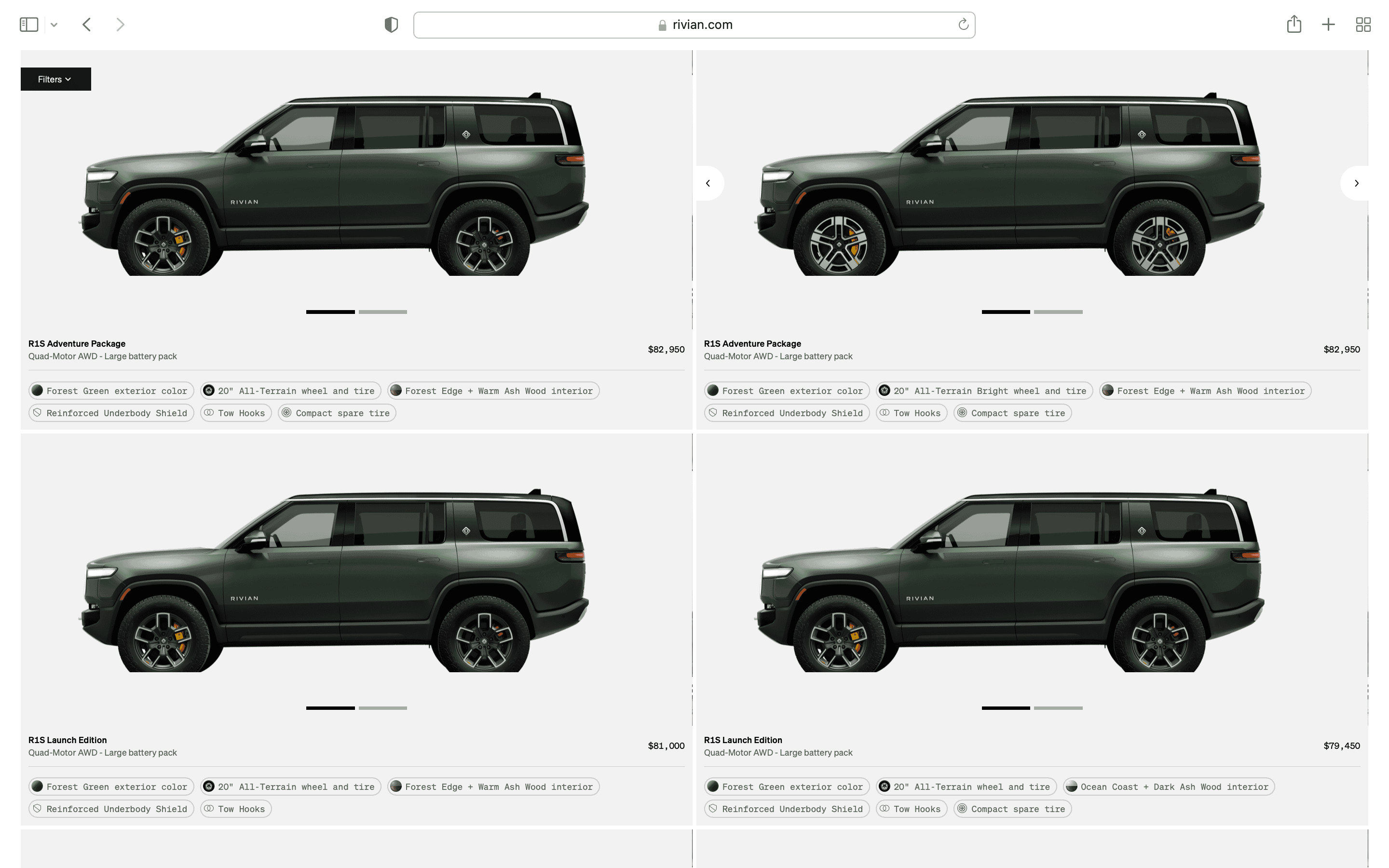 Rivian R1T R1S R1S Shop access live with lots of inventory! Screen Shot 2023-04-18 at 4.54.09 PM