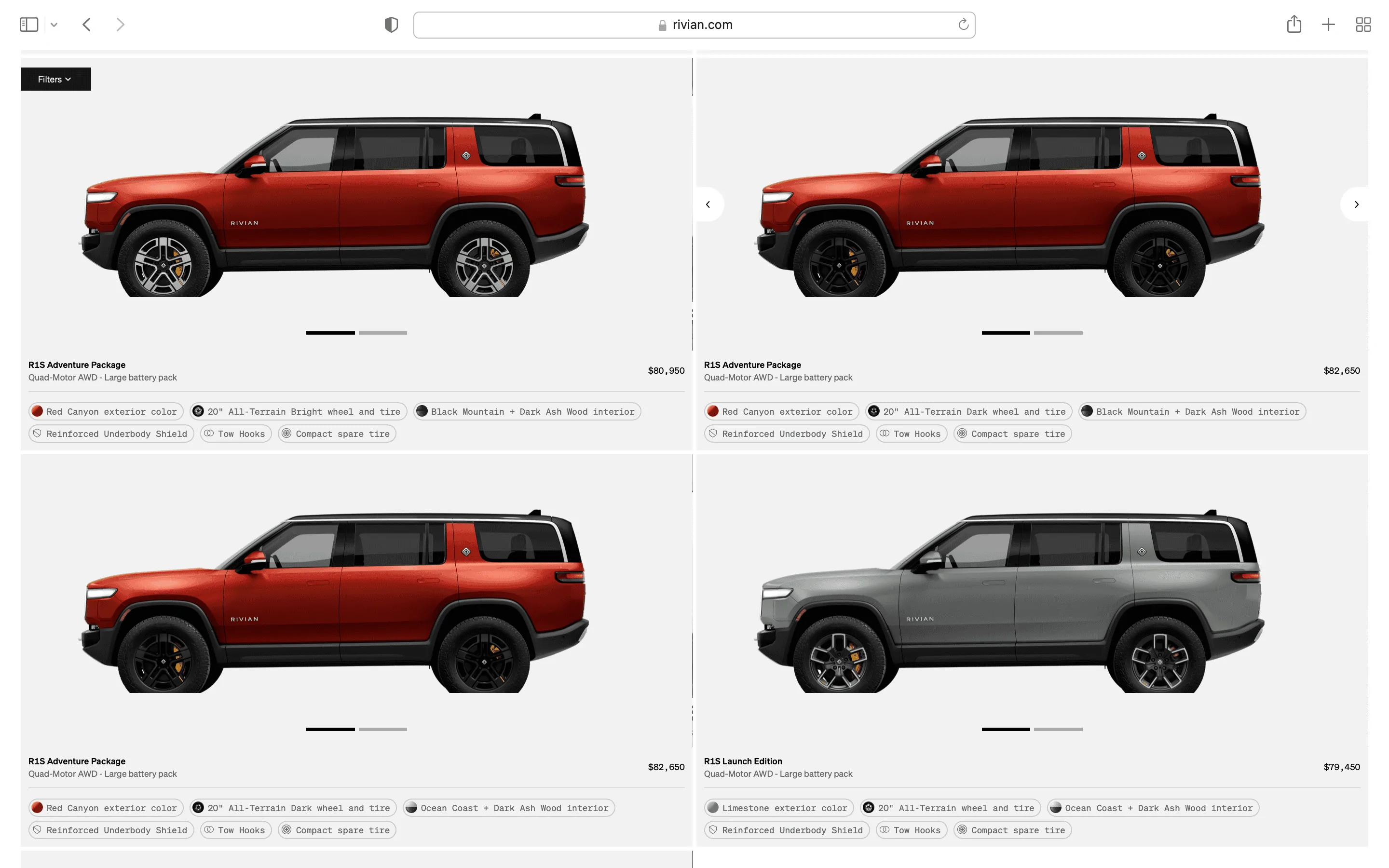 Rivian R1T R1S R1S Shop access live with lots of inventory! Screen Shot 2023-04-18 at 4.54.17 PM