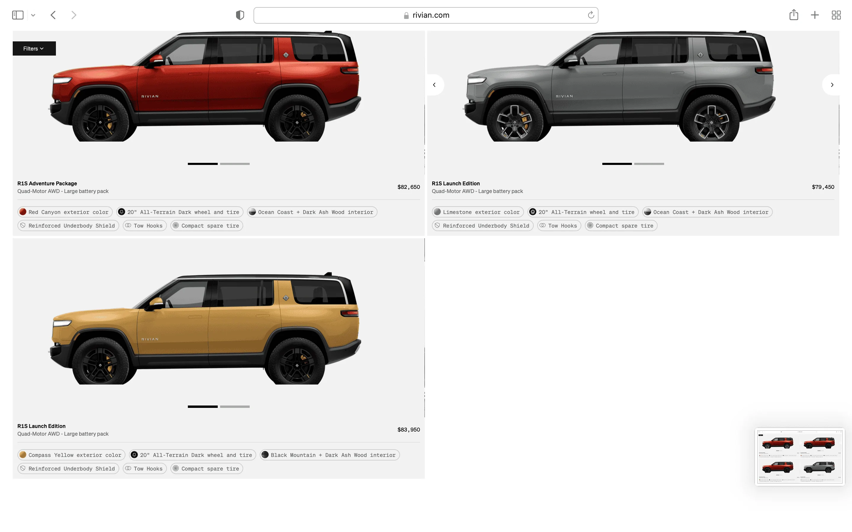 Rivian R1T R1S R1S Shop access live with lots of inventory! Screen Shot 2023-04-18 at 4.54.21 PM
